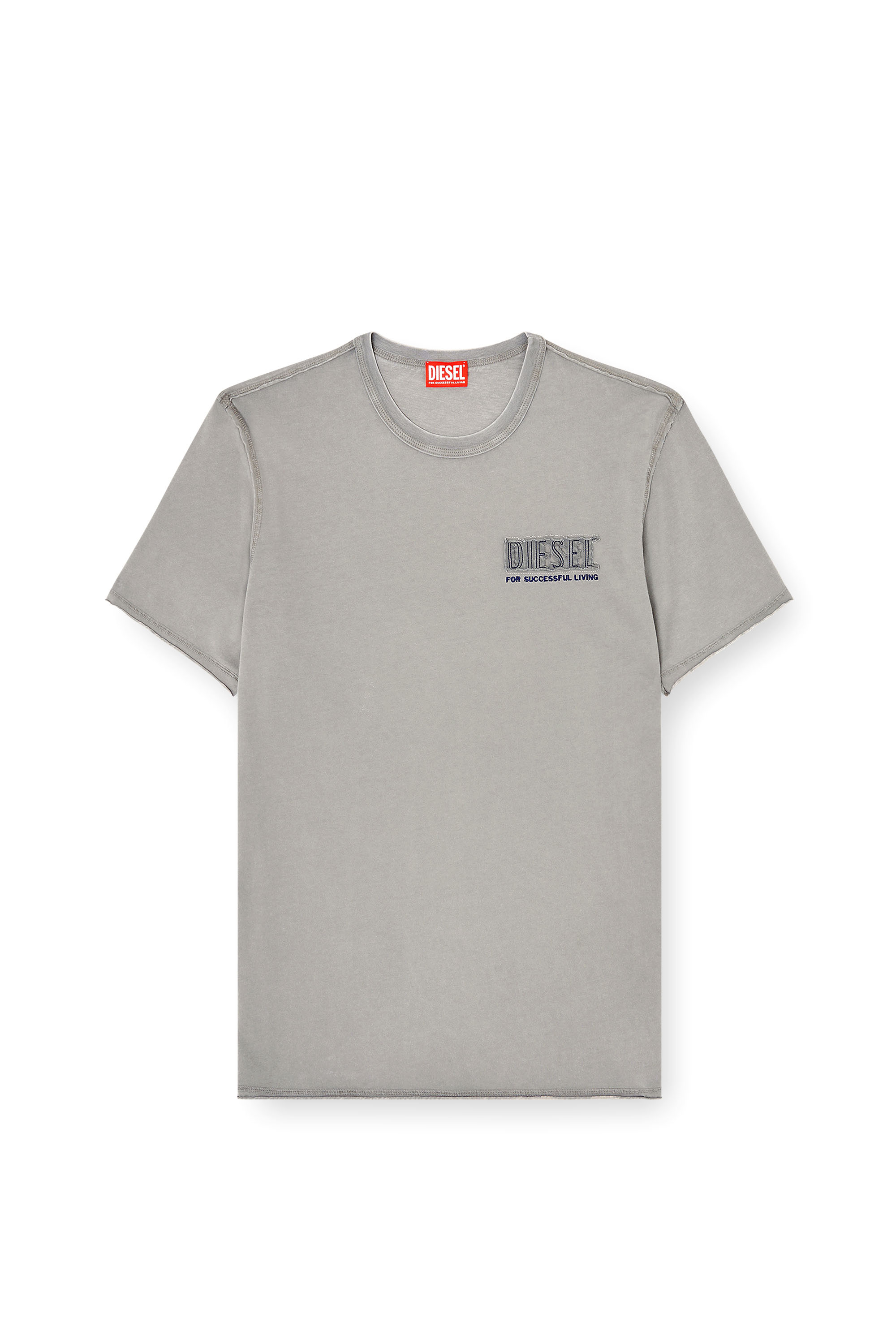Diesel - T-RAWJUST-V1, Camiseta de lavado ácido con bordes sin rematar. Hombre in Gris - 2