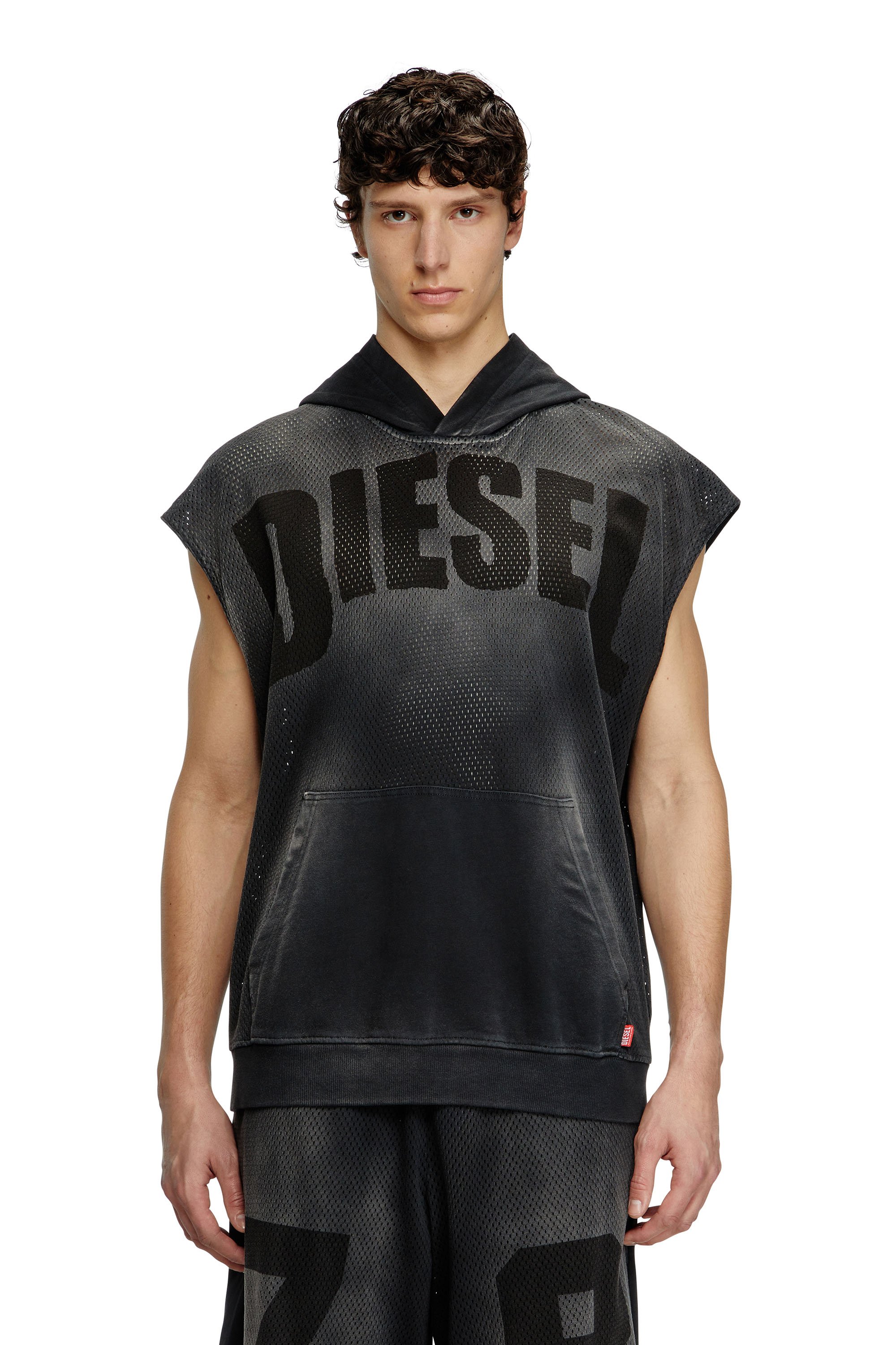 Diesel - S-BOXT-SL-MESH, Sudadera sin mangas en malla y punto Hombre in Negro - 1