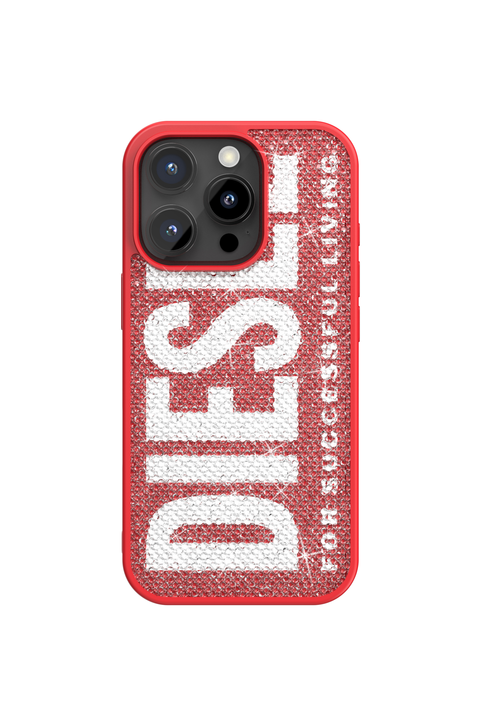 Diesel - 60188 MOULDED CASE, Funda con cristal de Swarovski iP 16 Pro Unisex in Rojo - 2