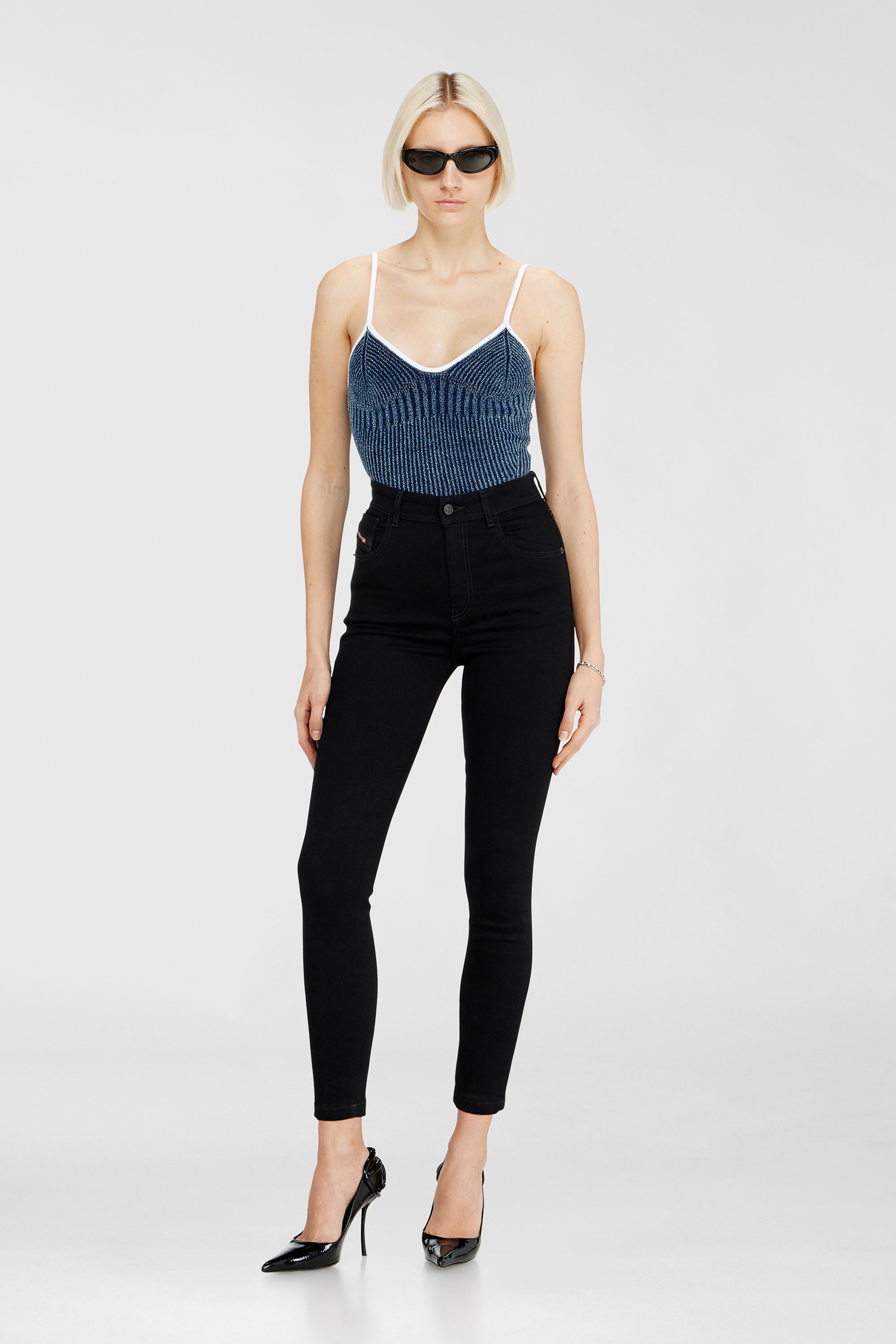 Diesel - Skinny Jeans 1984 Slandy-High 069EF Mujer, Negro/Gris oscuro - 1