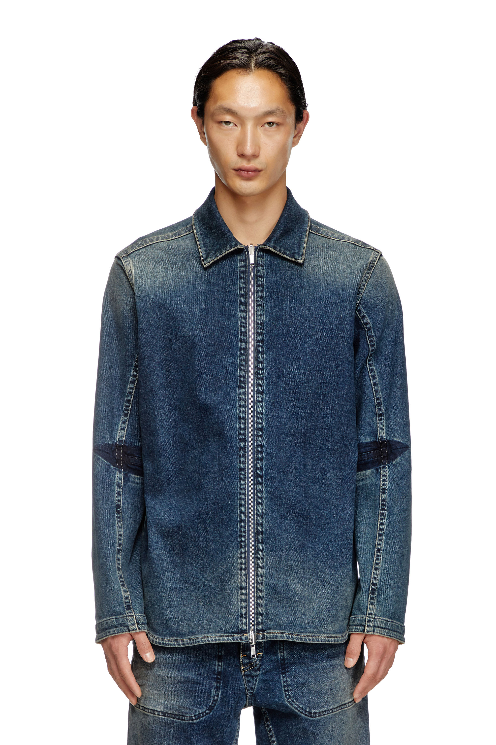 Diesel - D-SIMPLY-RE, Camisa con cremallera de Rehab denim Hombre in Azul marino - 3