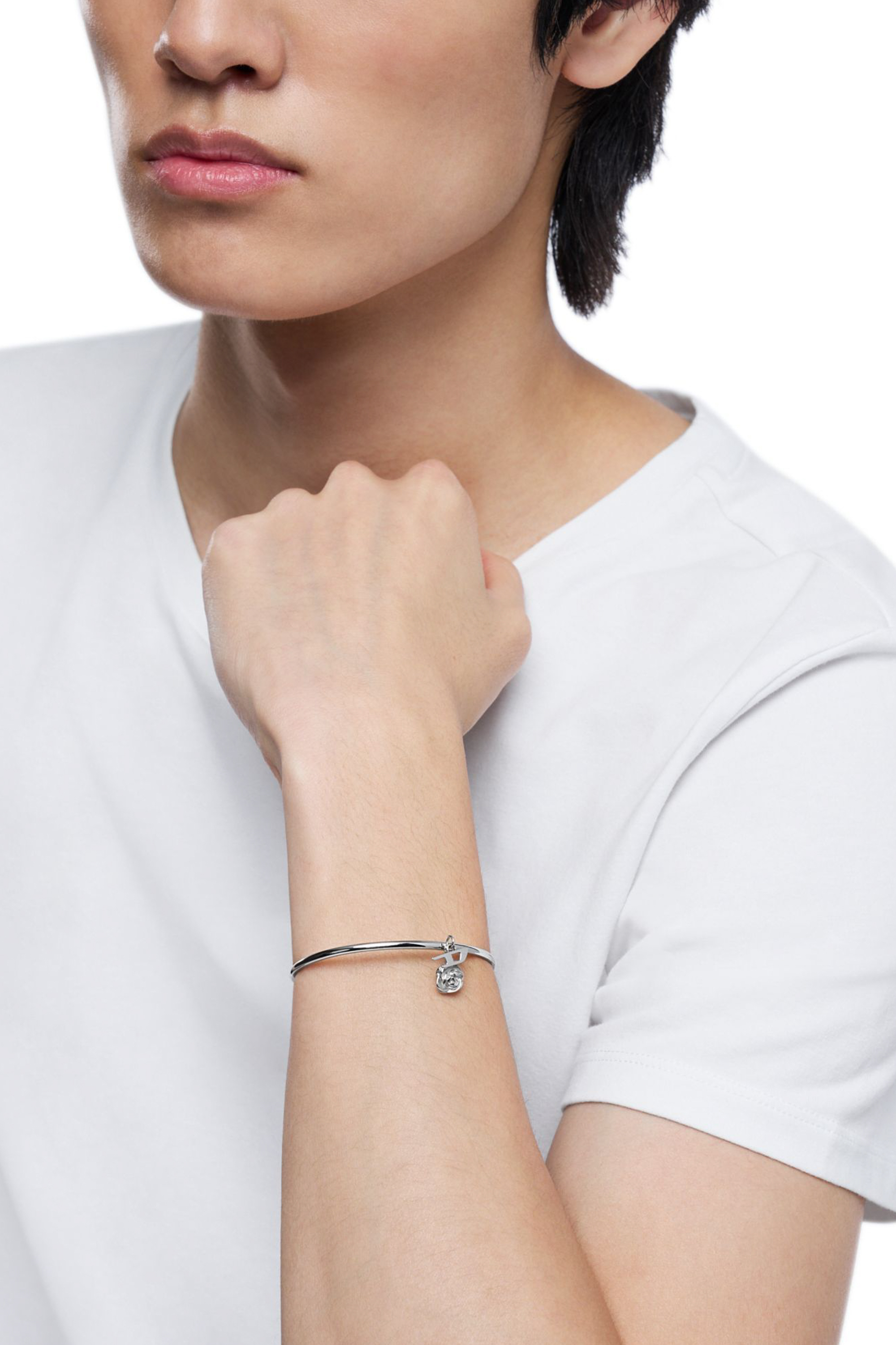 Diesel - DX1620040 JEWELLERY, Pulsera rígida con charms de acero inoxidable Unisex in Plateado - 4