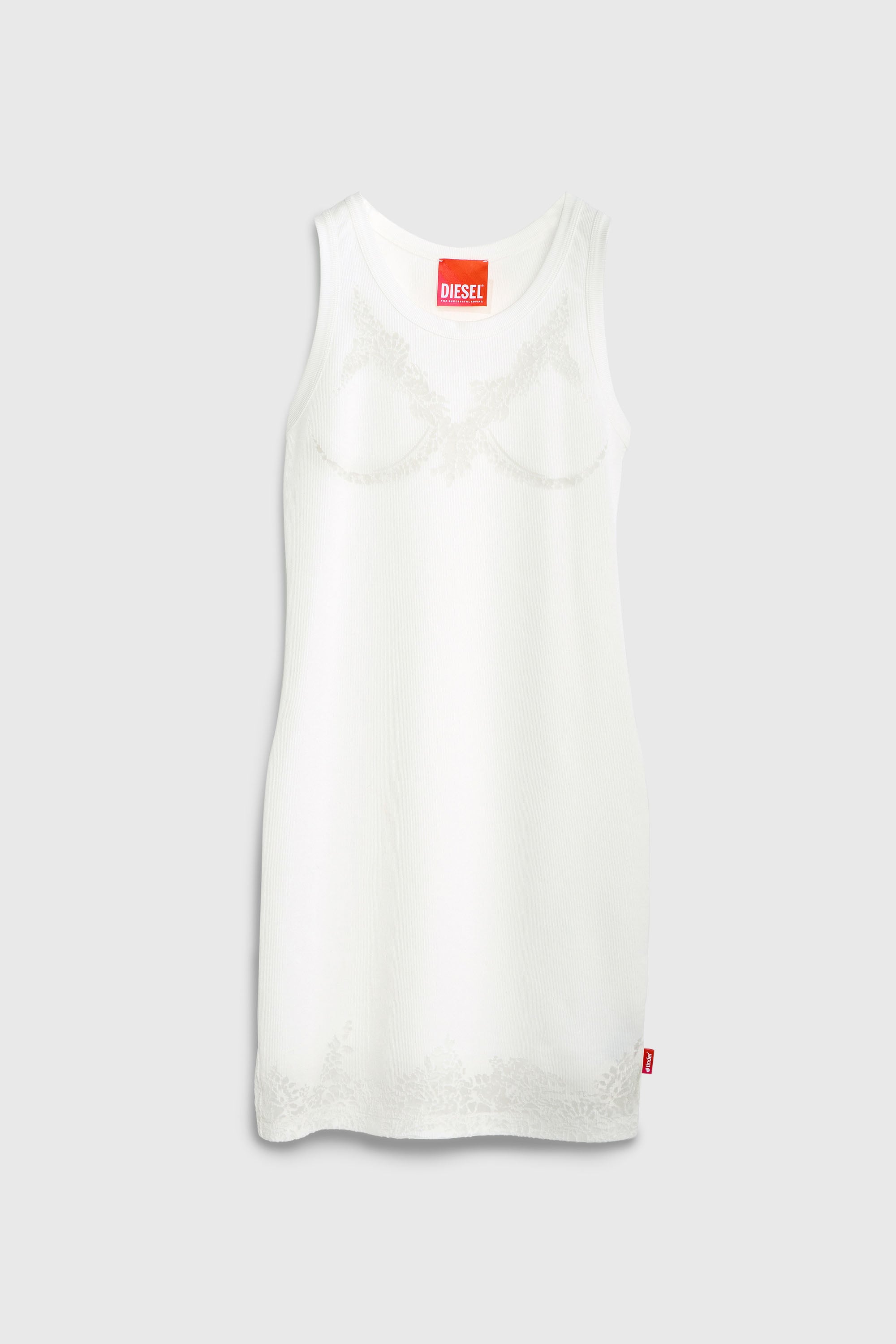Diesel - PR-D-ANKI-LACE-R, Vestido mini tipo tank con efecto encaje devor&eacute; Mujer in Blanco - 3