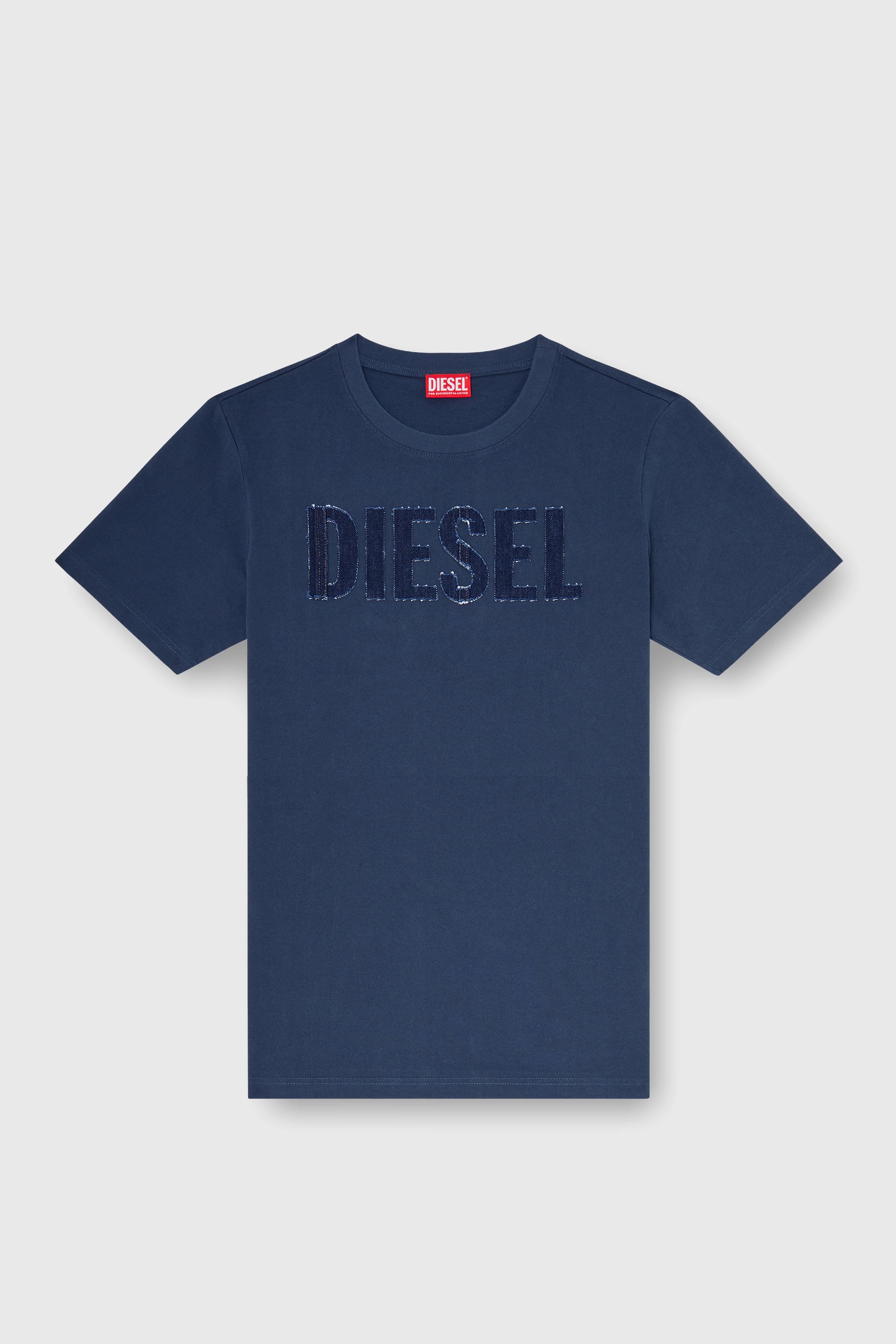 Diesel - T-JUST-APP-T92, Camiseta de algod&oacute;n con estampado de logotipo Diesel tono sobre tono Hombre in Azul marino - 2