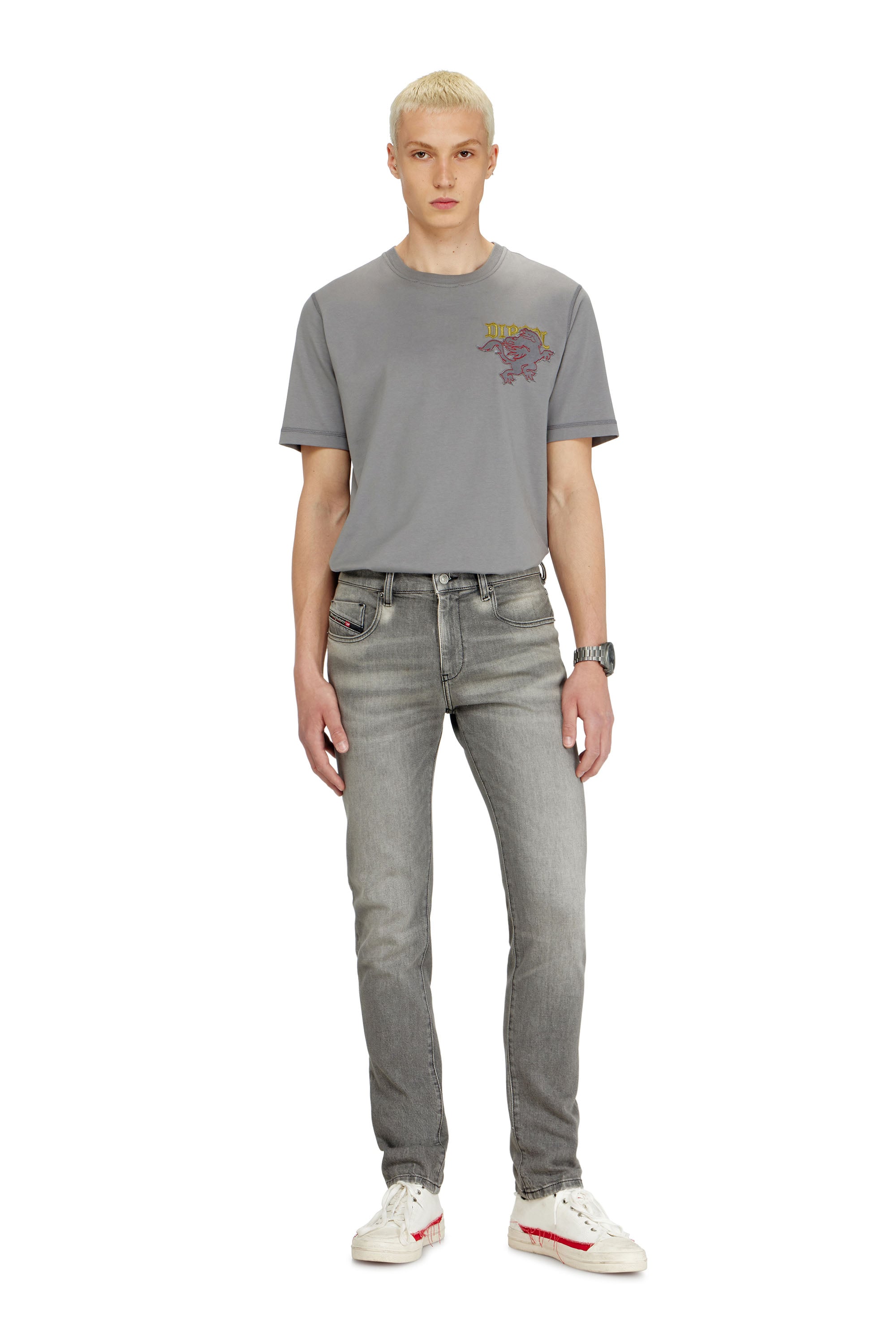 Diesel - Slim Jeans 2019 D-Strukt 0KBBL Hombre, Gris Claro - 2