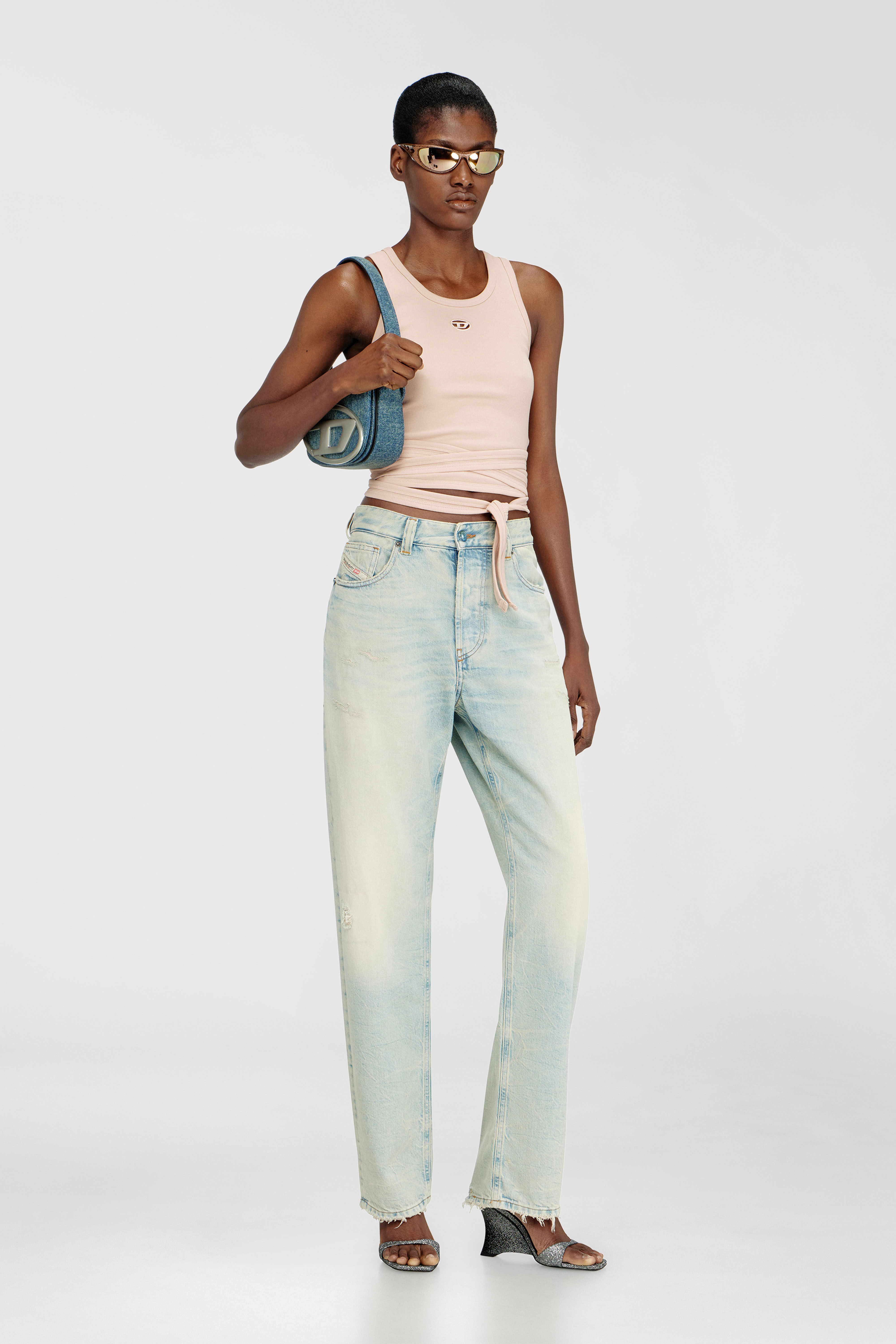 Diesel - 1DR, 1DR-Bolso de hombro ic&oacute;nico de denim solarizado Mujer in Azul marino - 2