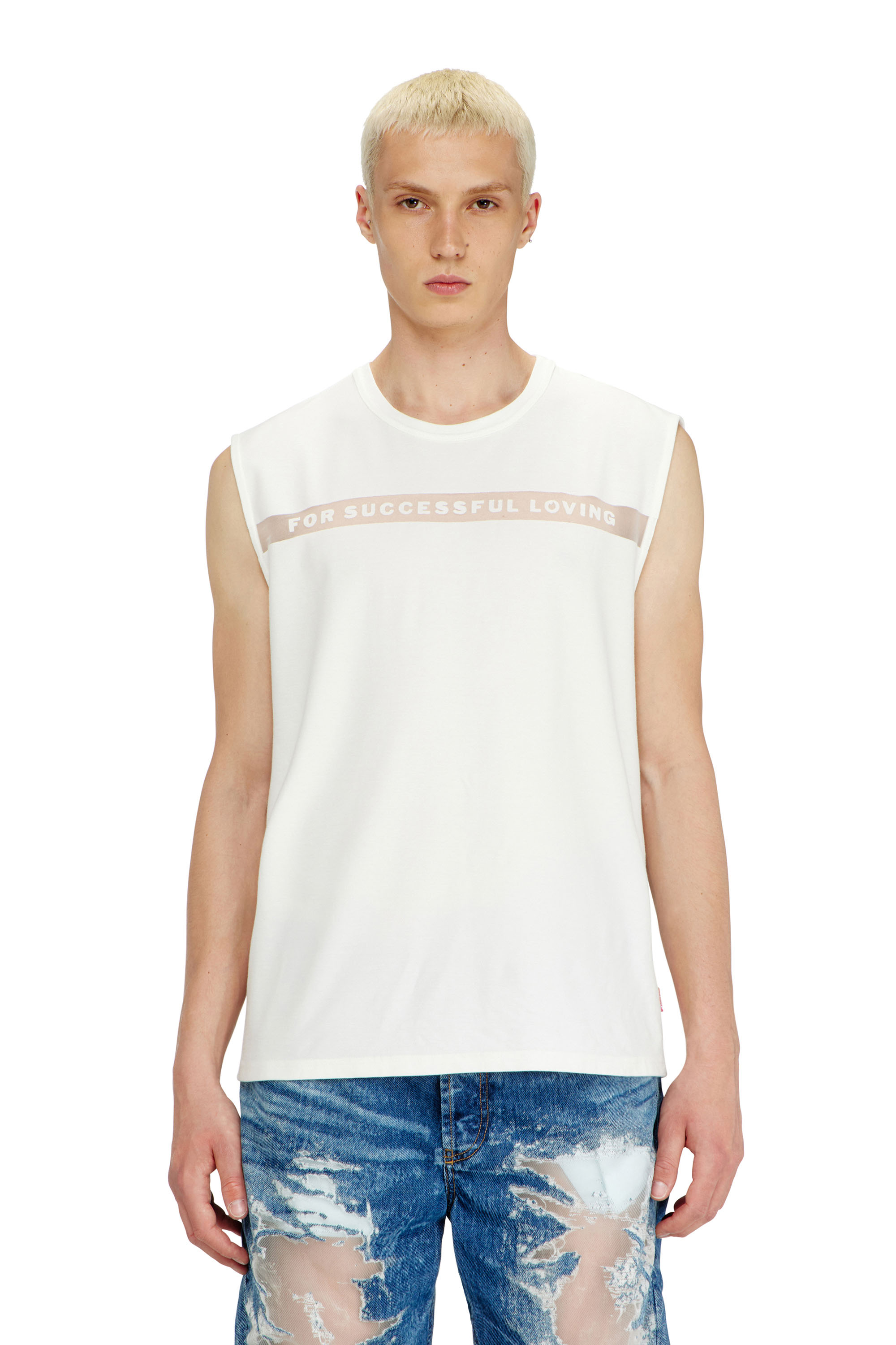 Diesel - PR-T-NORM-BISC-MATI-R, Camiseta de tirantes con logo For Successful Loving Unisex in Blanco - 3