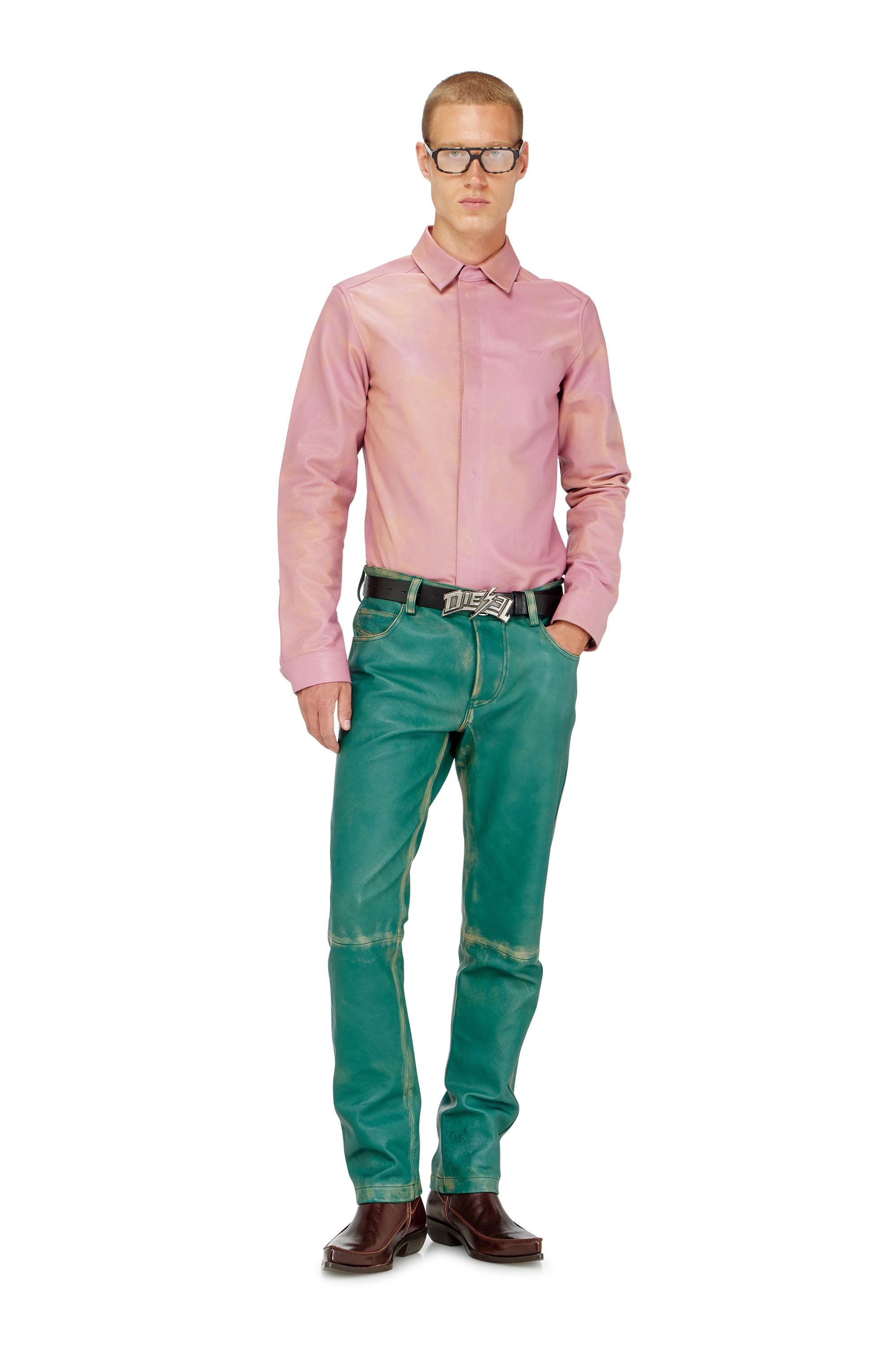 Diesel - S-CIRT, Camisa de piel tratada Hombre in Rosa - 2
