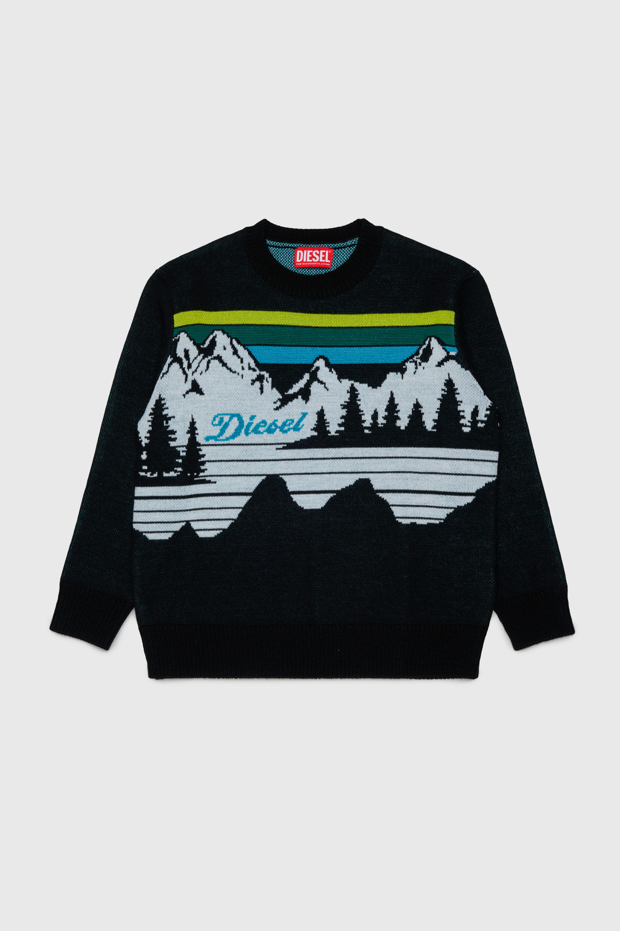Diesel - KHILES OVER, Jersey de mezcla de lana con motivo de monta&ntilde;a Unisex in Negro - 1