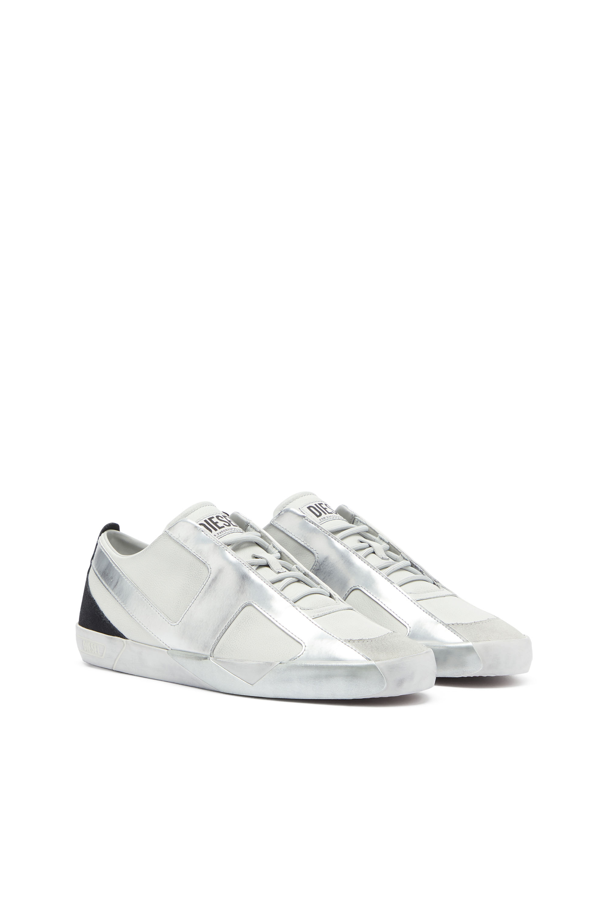 Diesel - S-SLANTE-D LOW, S-Slante-D - Zapatillas desgastadas de piel y ante Hombre in Blanco - 2