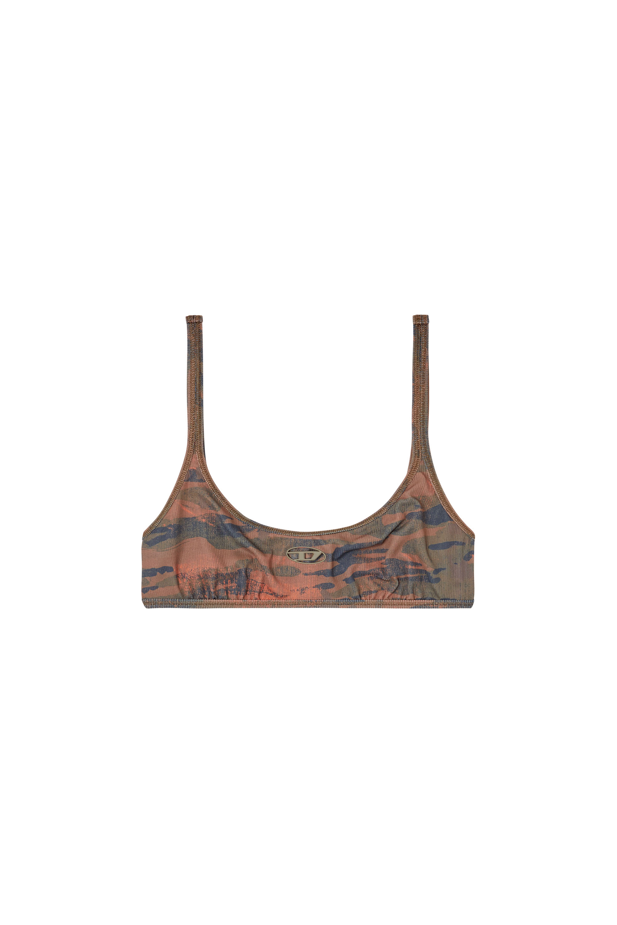Diesel - UT-BRA-TOP-UTLT, Top de bikini de camuflaje con logotipo recortado Mujer in Marrón - 4