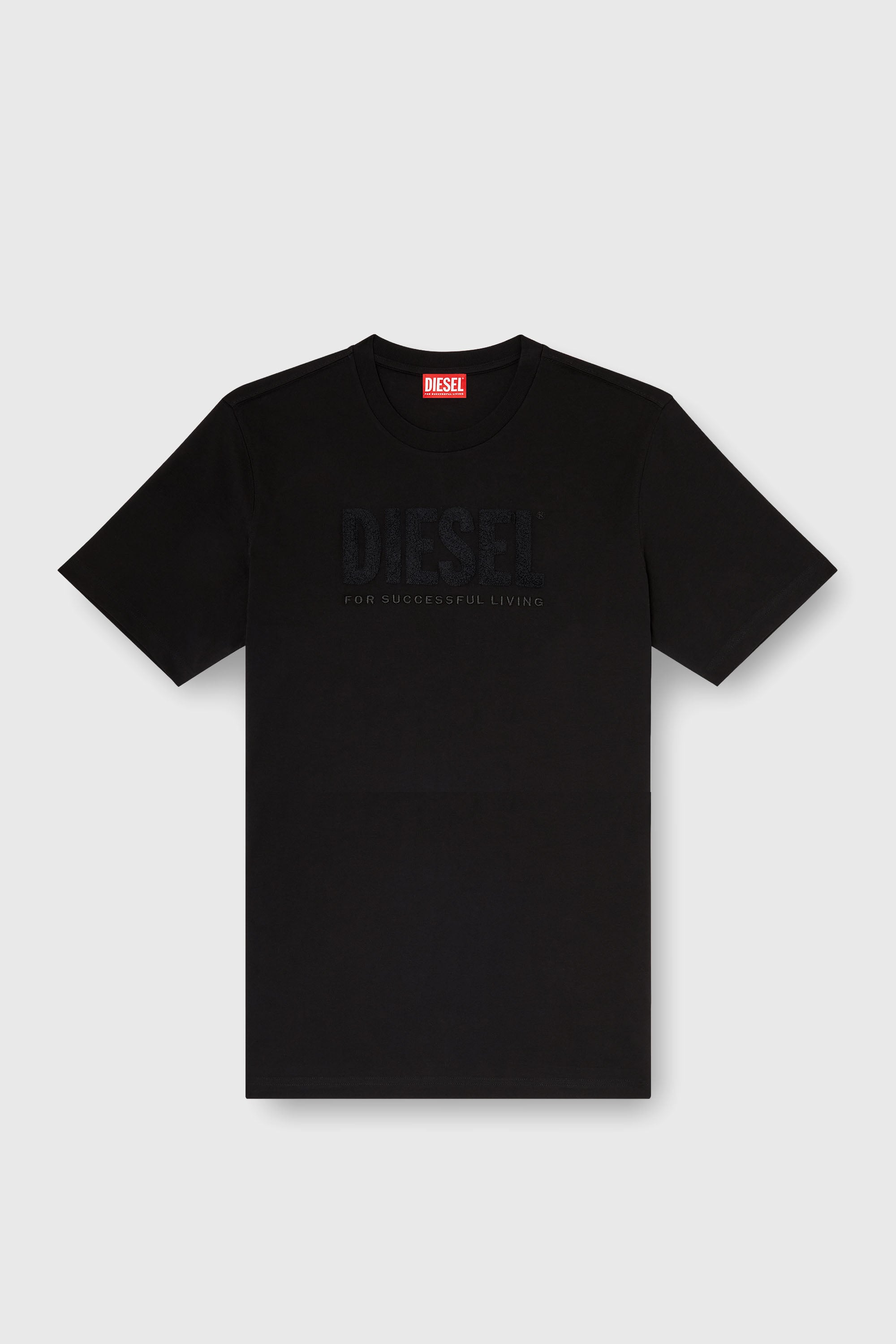 Diesel - T-JUST-OVA-T92, Camiseta de algod&oacute;n con estampado de logotipo Diesel tono sobre tono Hombre in Negro - 2