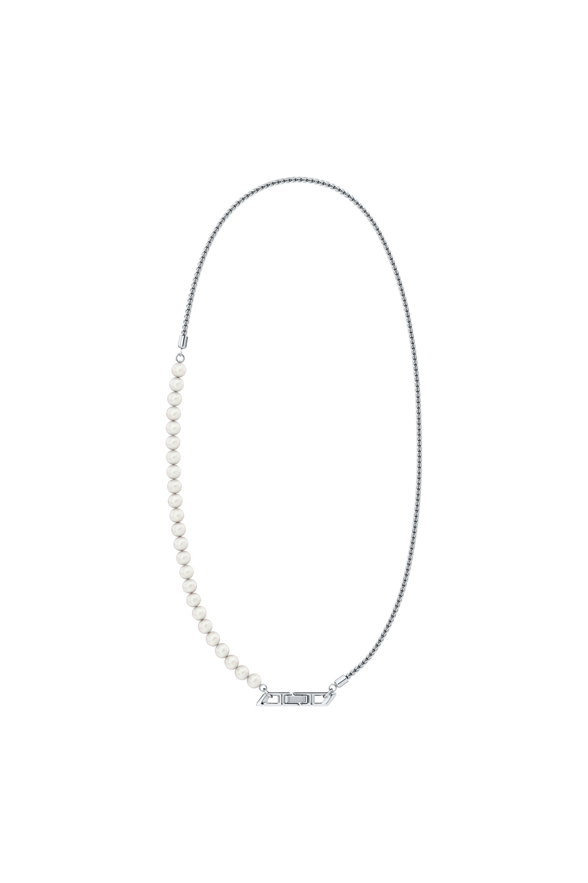 Diesel - DL1369040 STERLING SILVER JEWEL, Collar de cadena de plata de ley y perlas Unisex in Plateado - 1