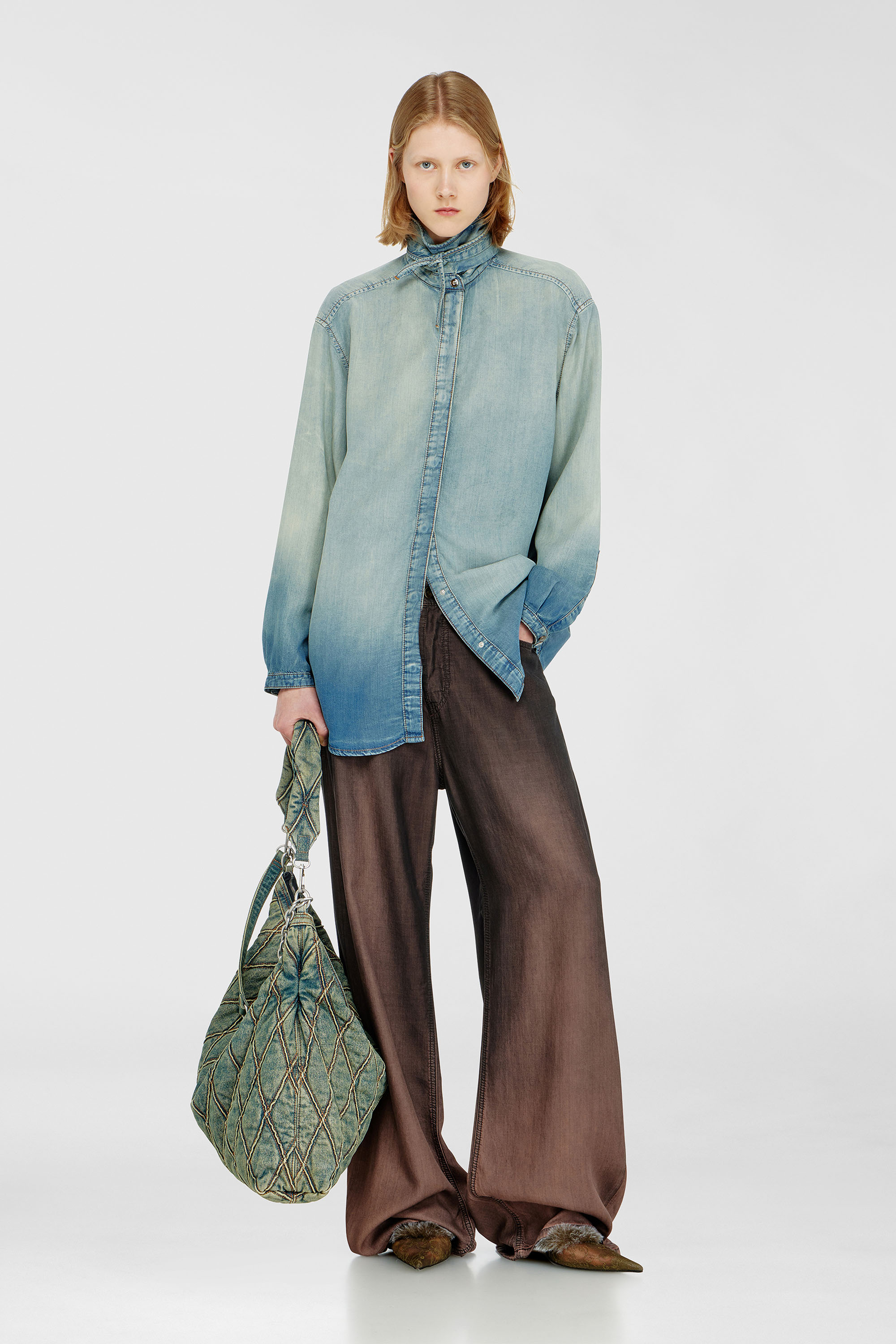 Diesel - DE-ARVEN-S1, Camisa de denim fluido jaspeado Mujer in Azul marino - 1