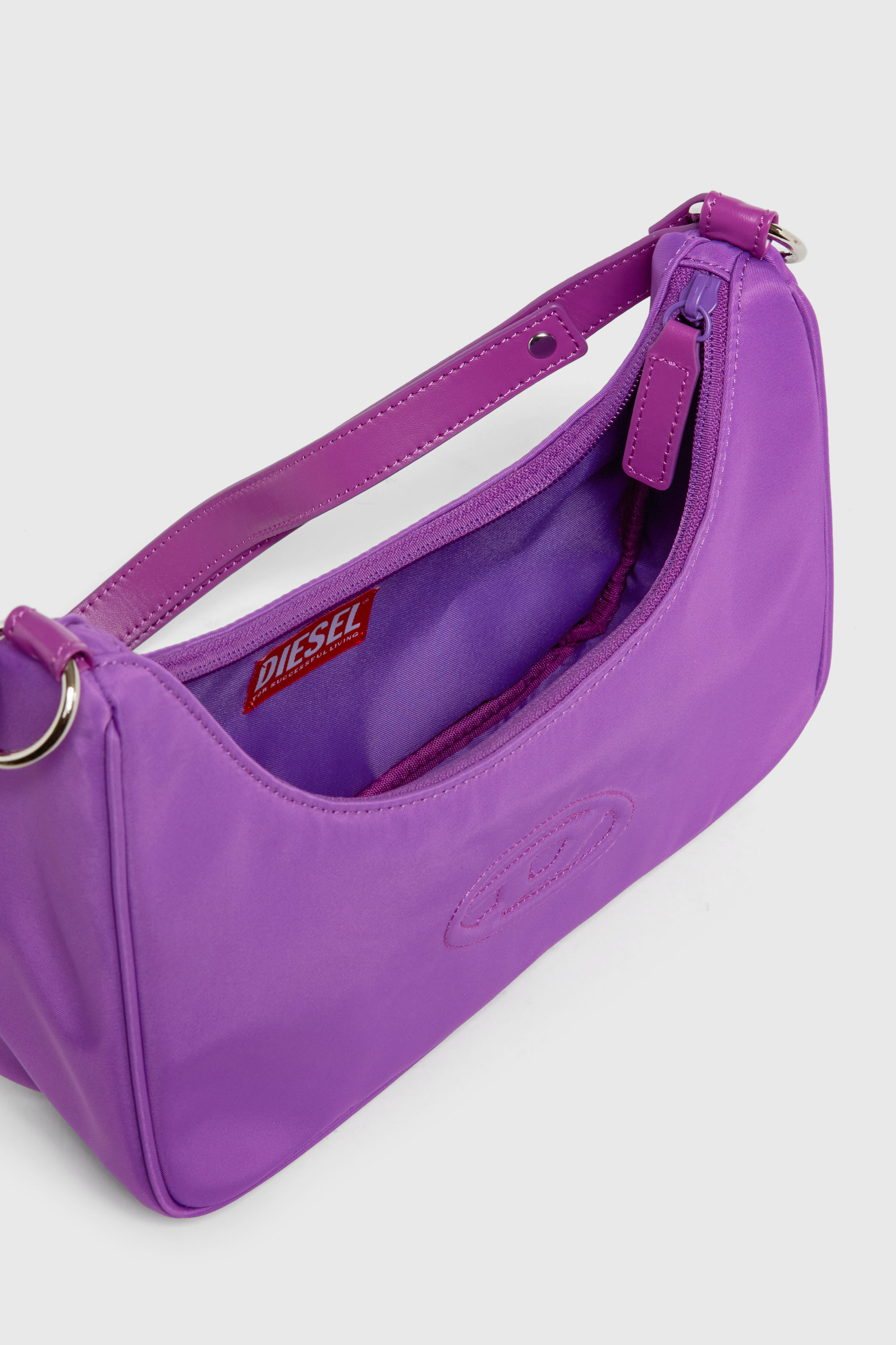 Diesel - WUNSY, WUNSY - Bolso de nylon con logo Oval D Mujer in Morado - 4