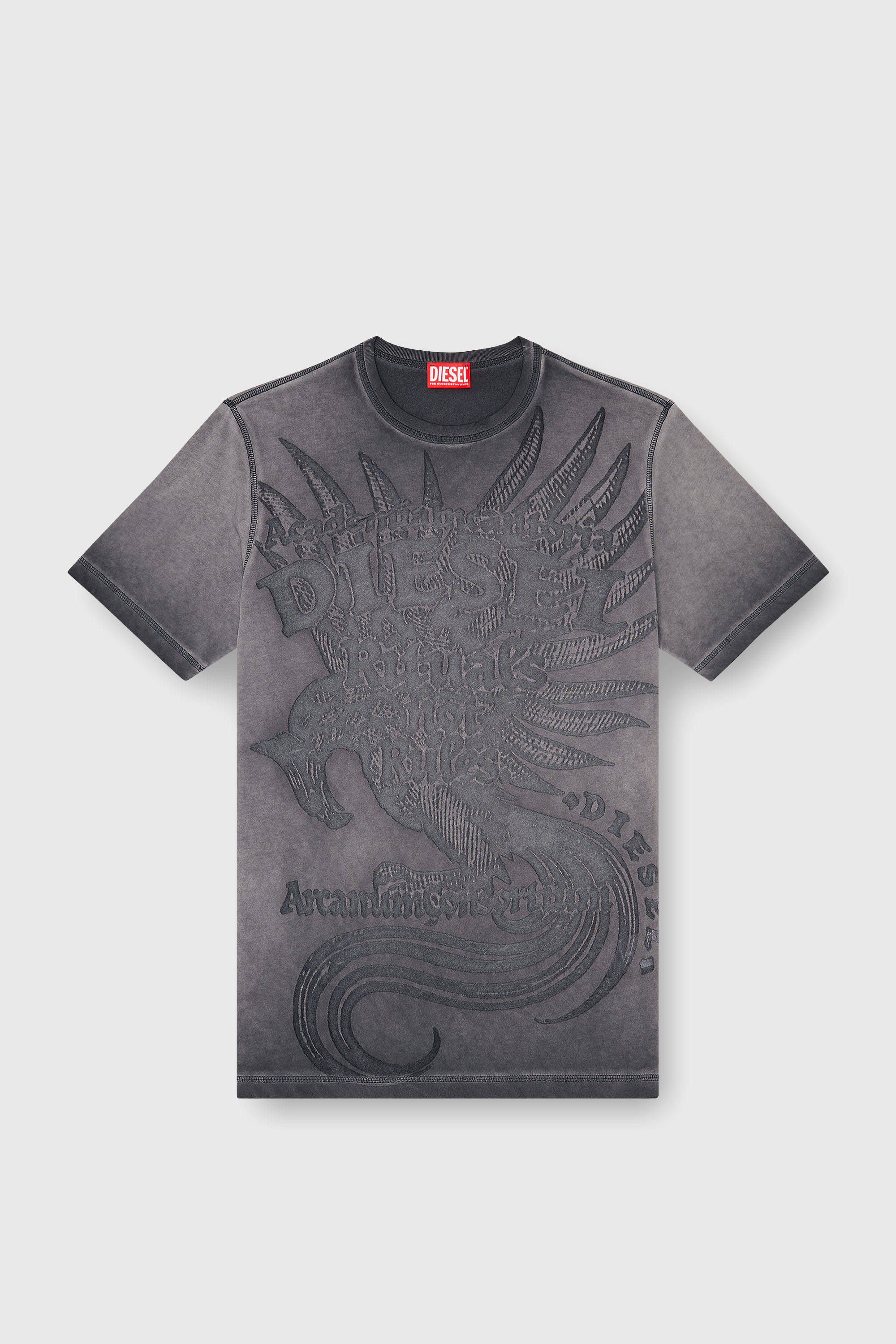 Diesel - T-RAWJUST-AA1, Camiseta de punto con gr&aacute;fico en relieve Hombre in Gris - 2