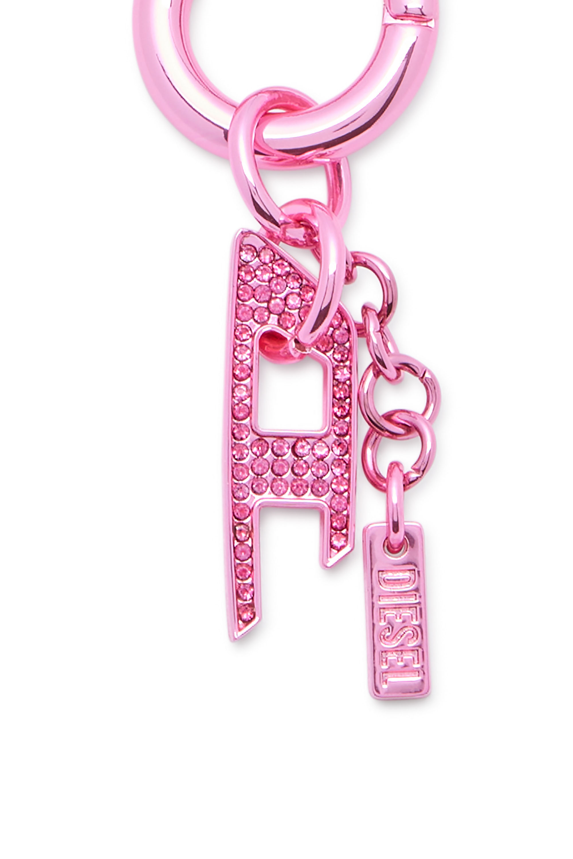 Diesel - CHARM-D, Charm met&aacute;lico con colgante D de strass Unisex in Rosa - 3