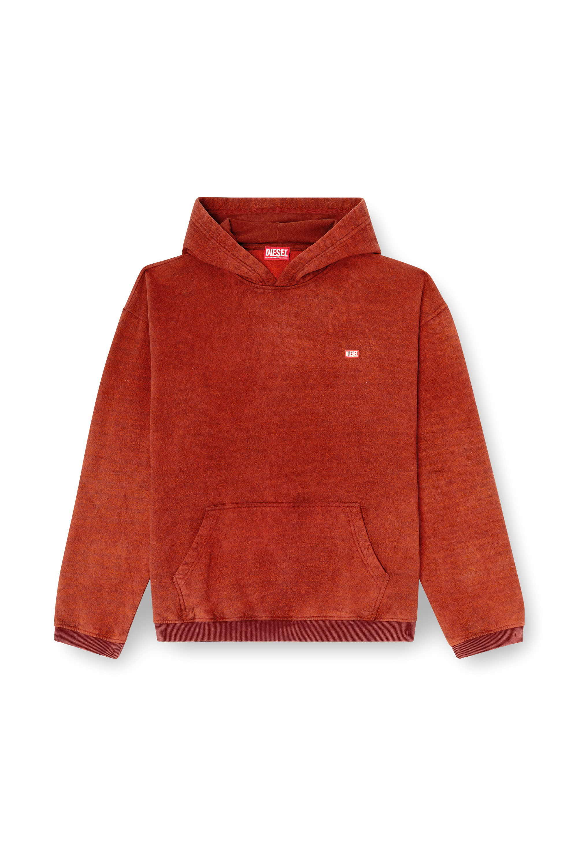 Diesel - S-KAI, Sudadera con capucha de algodón con bolsillo tipo canguro Hombre in Marrón - 3