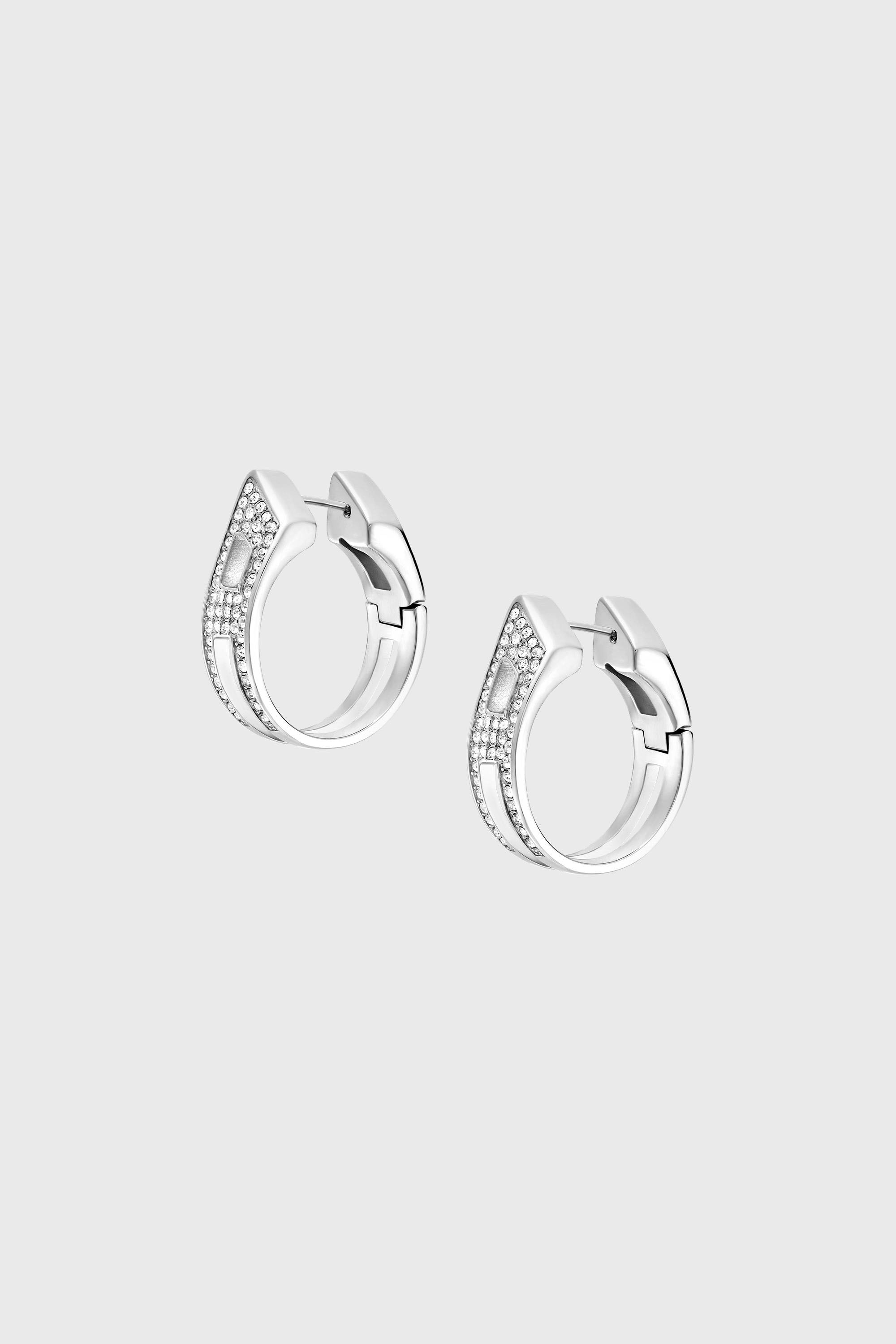 Diesel - DX1739040, Pendientes de aro de acero inoxidable con pav&eacute; Unisex in Plateado - 1