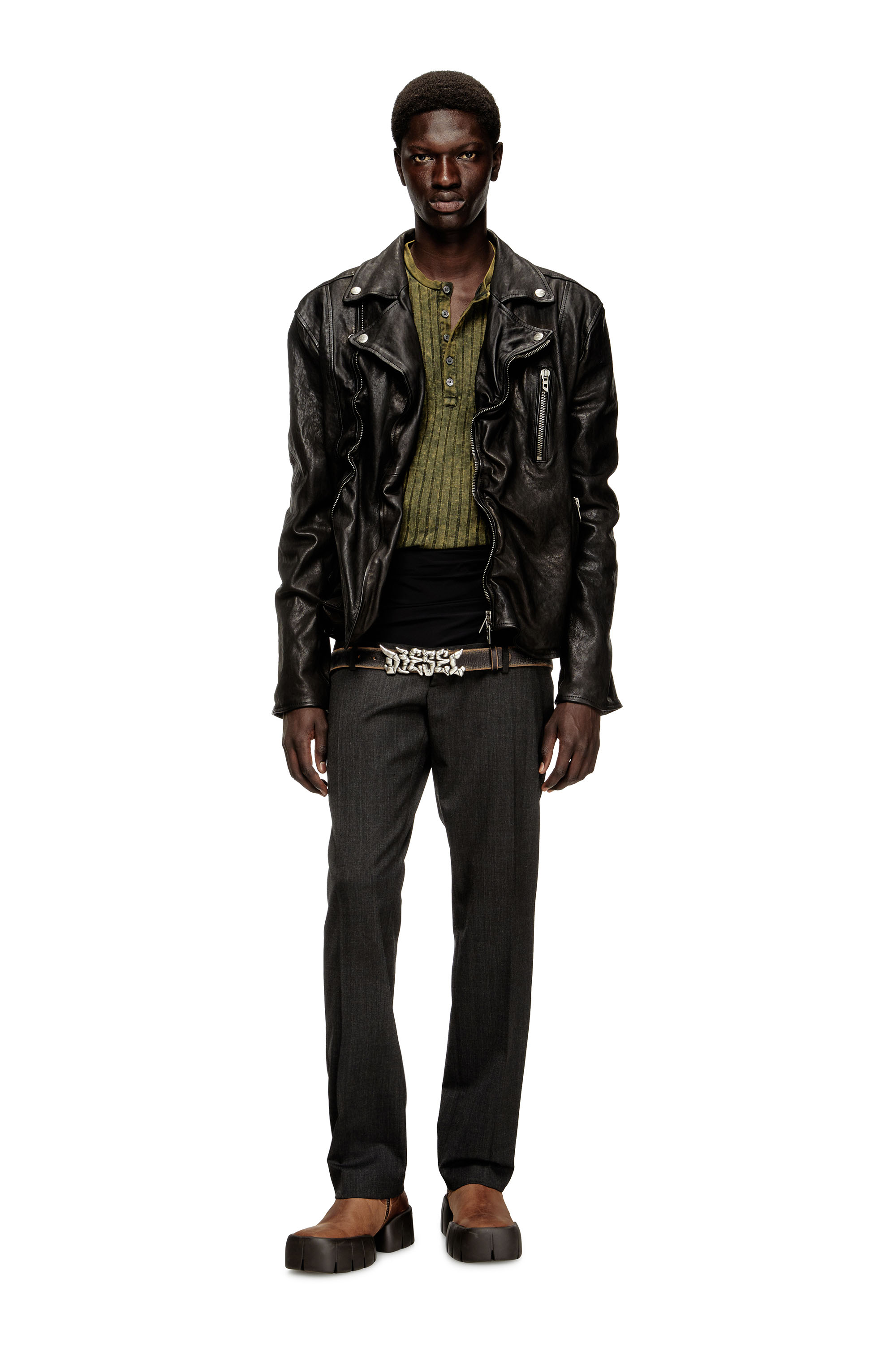 Diesel - P-AUREL-1, Pantalones de lana con cintura elástica Hombre in Gris - 2