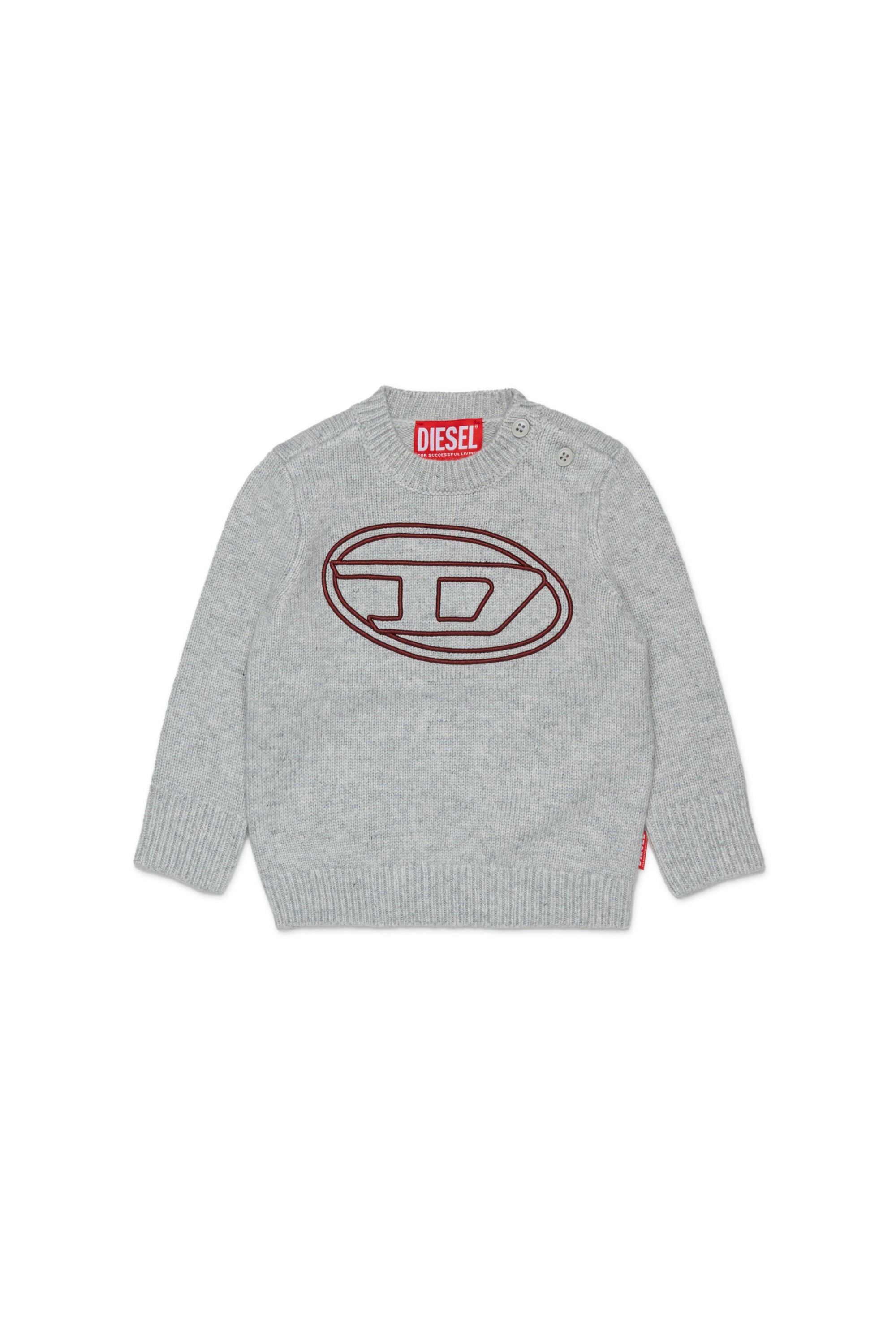 Diesel - KOMYB, Jersey enriquecido con cachemir y gran Oval D Hombre in Gris - 1