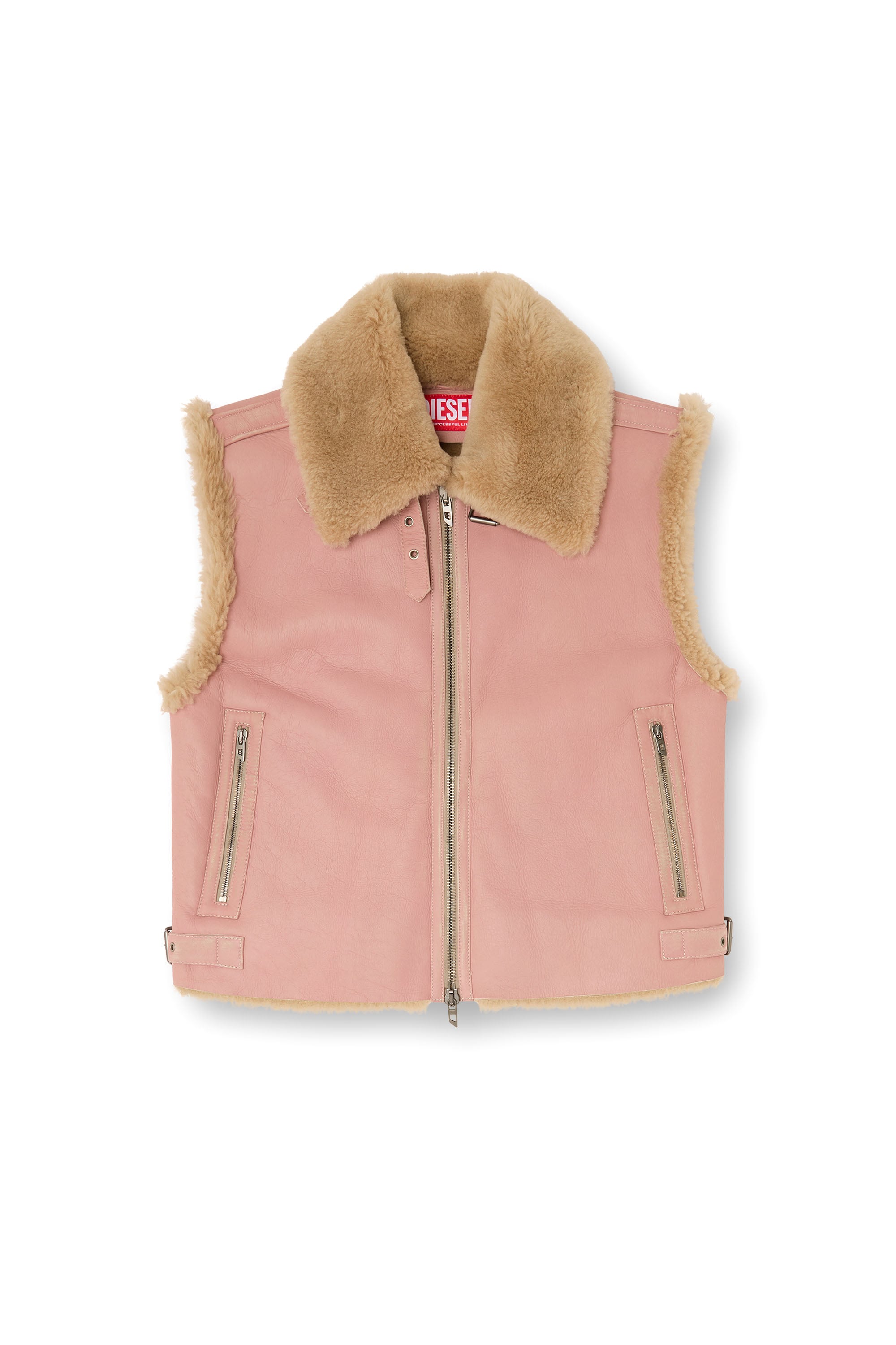 Diesel - L-HONT, Chaleco de piel de oveja Hombre in Rosa - 4