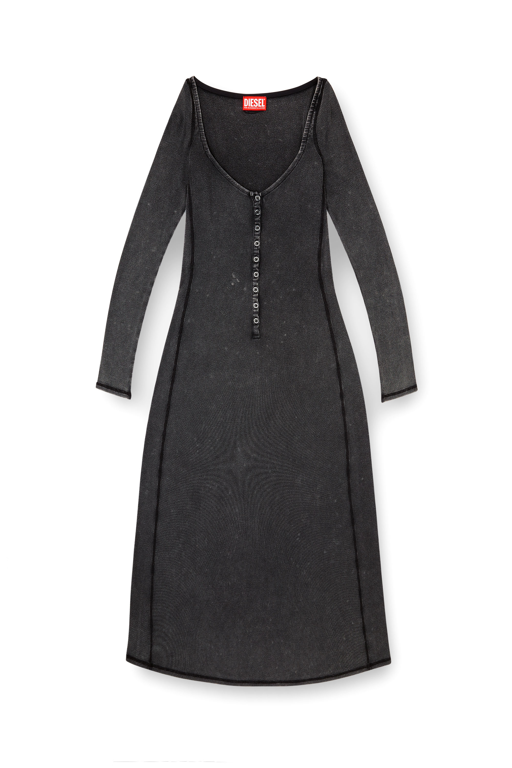 Diesel - D-LEY, Vestido midi en punto canalé desteñido Mujer in ToBeDefined - 1