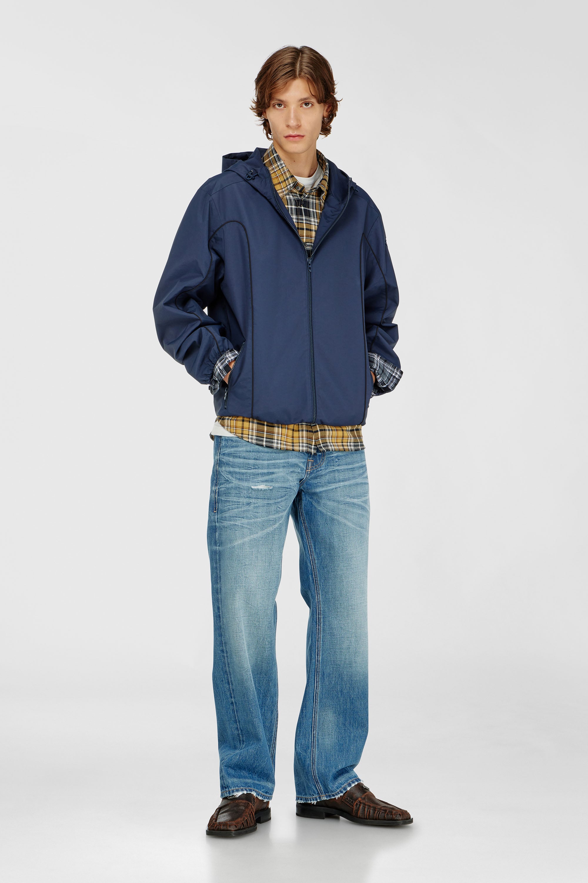 Diesel - J-HIVES-WRD, Cortavientos con vivos en contraste Hombre in Azul marino - 2