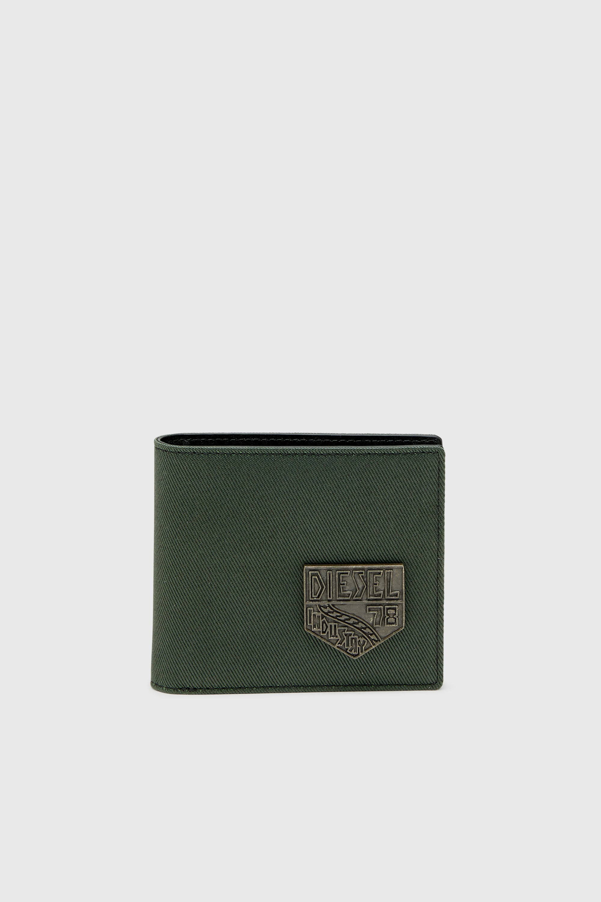 Diesel - D-PACK BI FOLD COIN 3D, Peque&ntilde;a billetera plegable con patch Diesel Hombre in Verde - 1