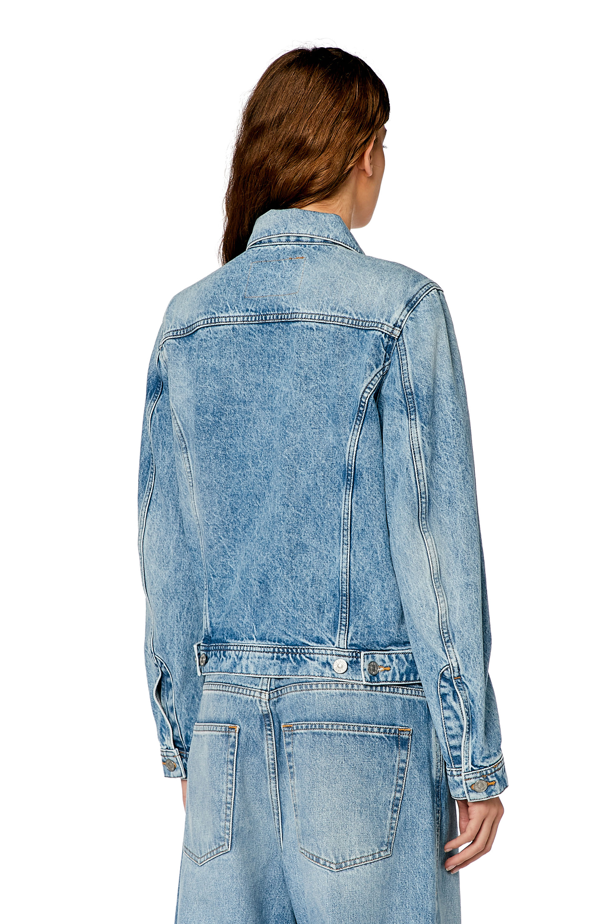 Diesel - DE-BONNY, Chaqueta trucker en denim Mujer in Azul marino - 3