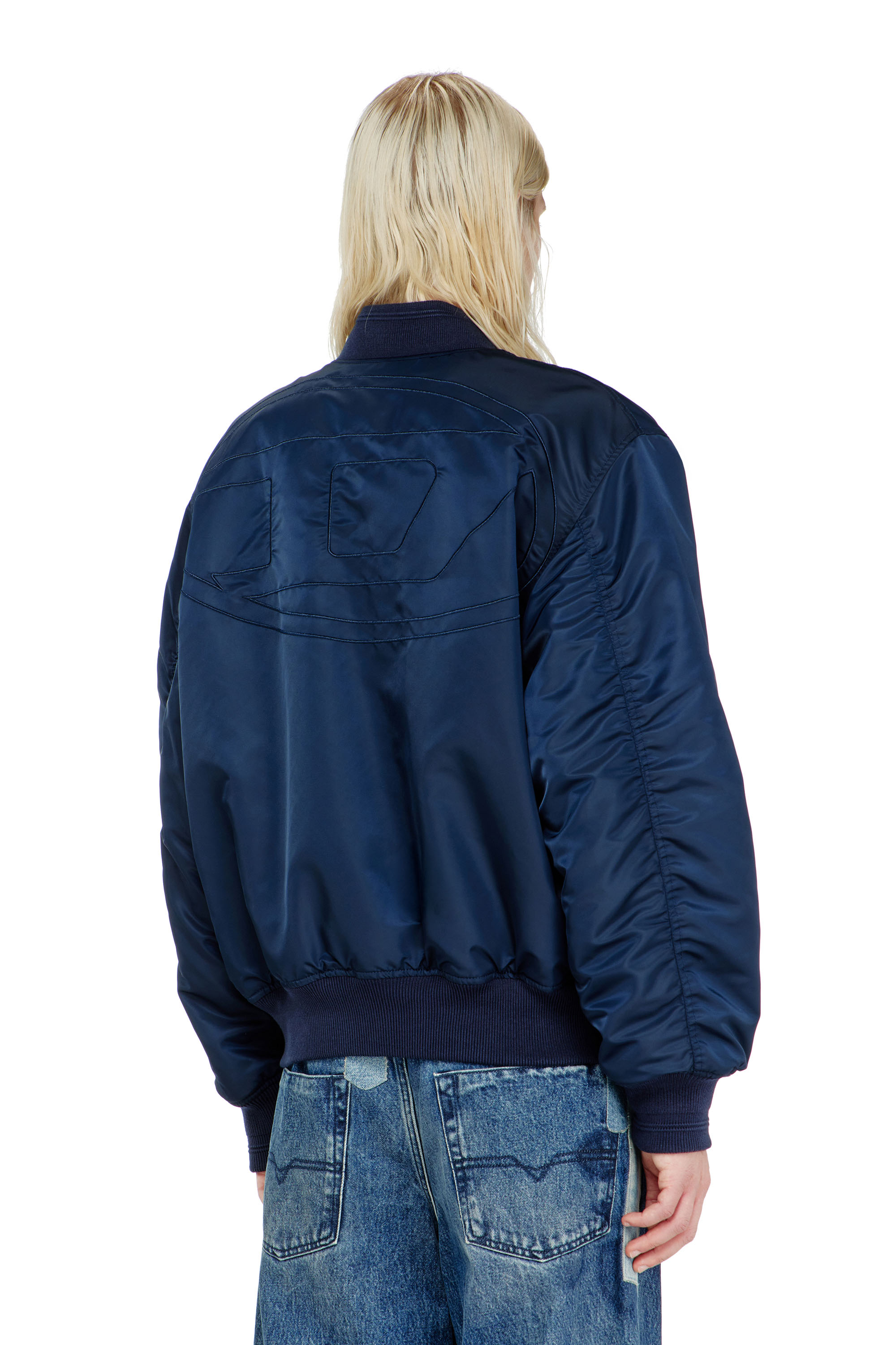 Diesel - W-TYPE-D1, Chaqueta bomber acolchada con bordado Oval D Hombre in Azul marino - 4