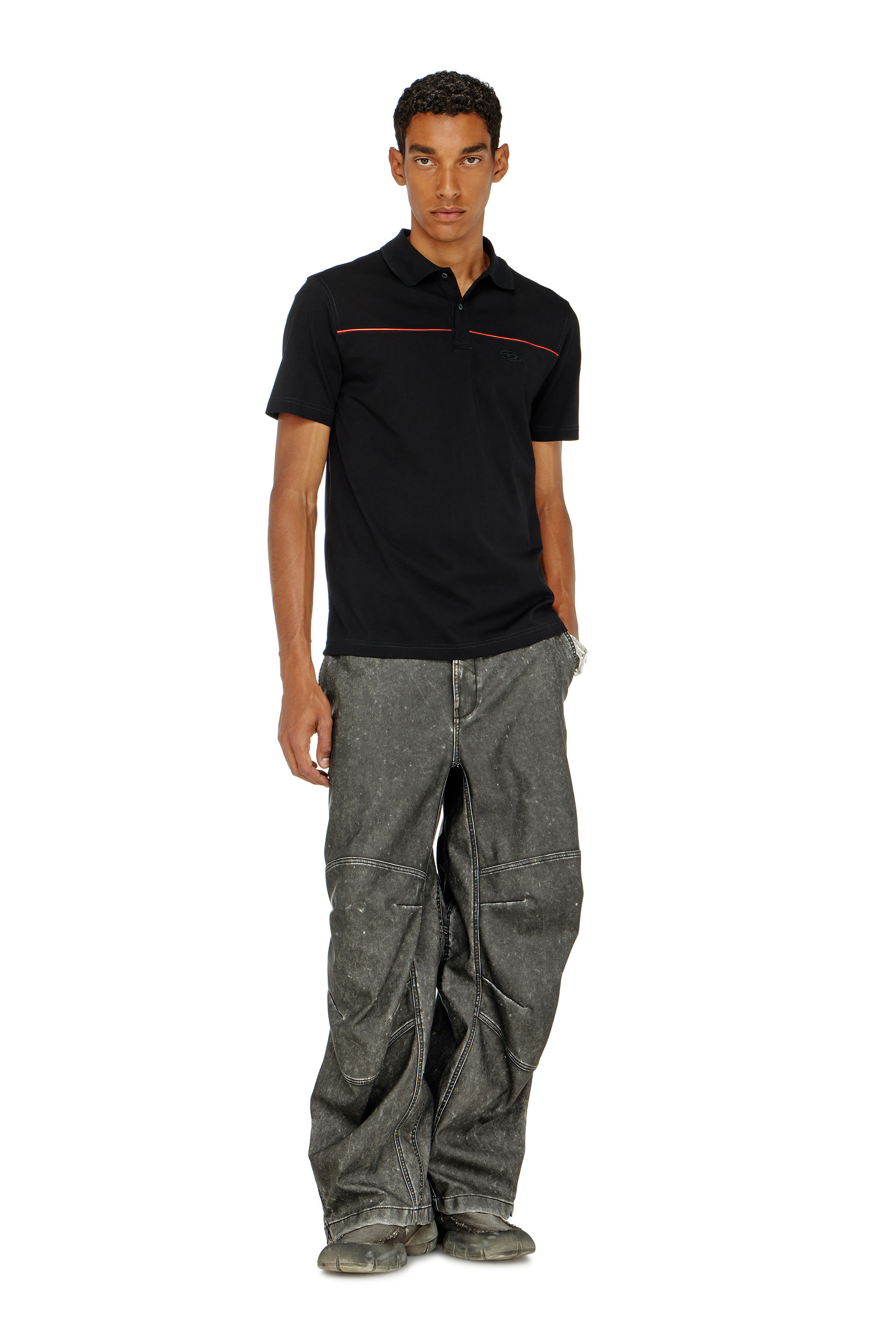 Diesel - T-REJUST-PIPING, Polo con ribetes en contraste Hombre in Negro - 2