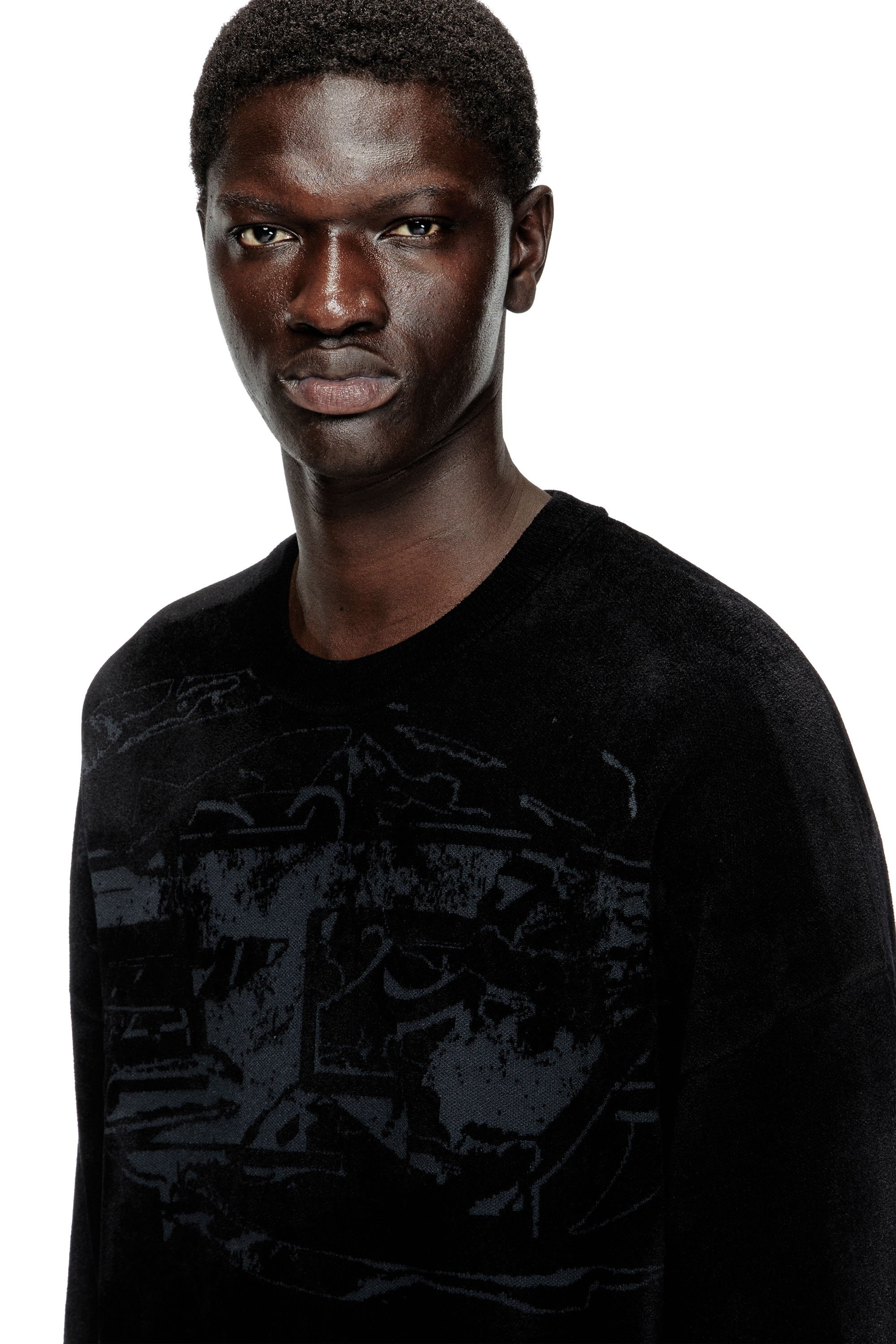 Diesel - K-TRESA, Jersey de jacquard de chenilla con motivo del logotipo Hombre in Negro - 5