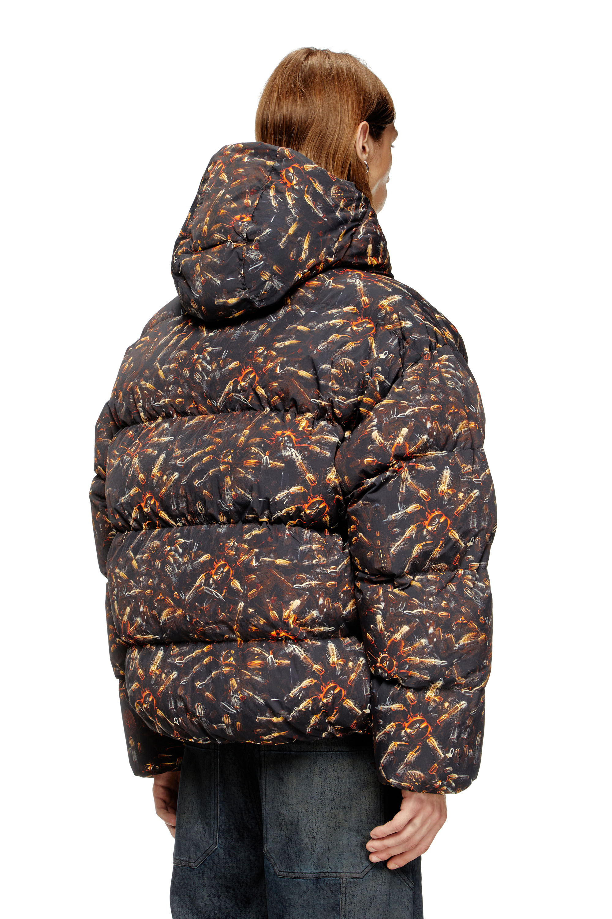 Diesel - W-SPIDER, Chaqueta de plumón con capucha con estampado de araña Hombre in Multicolor - 4