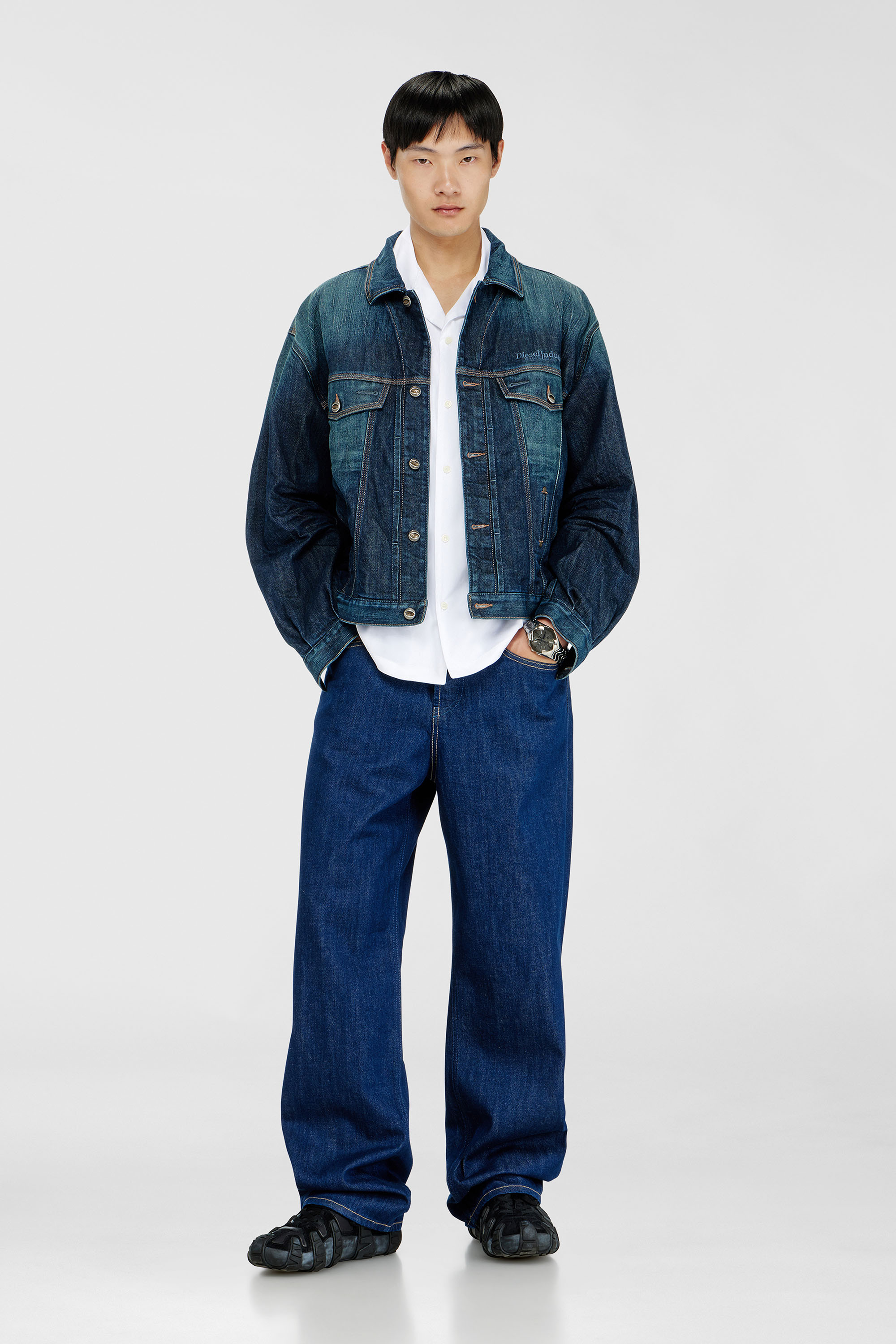 Diesel - S-MAC-GSBH, Camisa de popelina el&aacute;stica con bordado Oval D Hombre in Blanco - 1