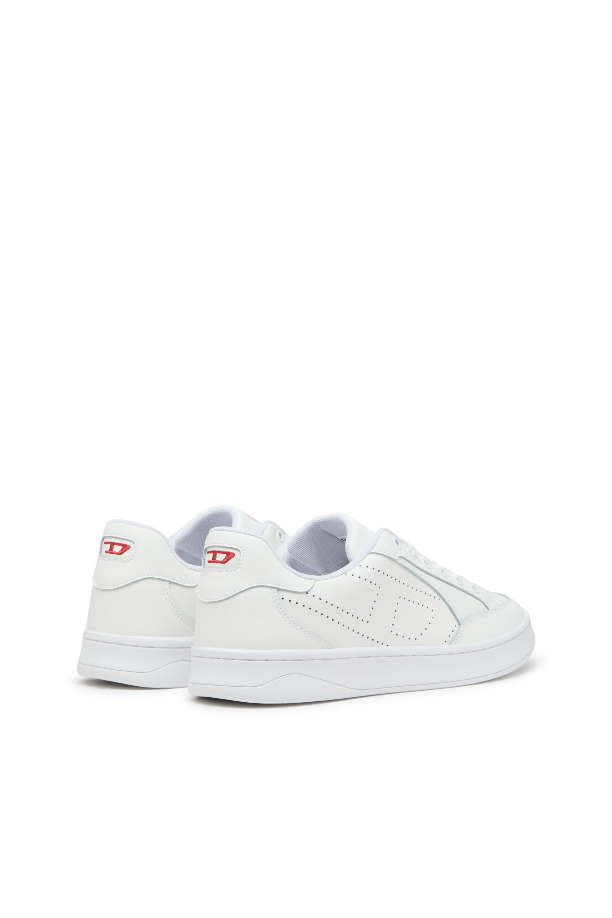 Diesel - S-DAKOTA LOW, Deportivas de cuero con logotipo perforado Hombre in Blanco - 3