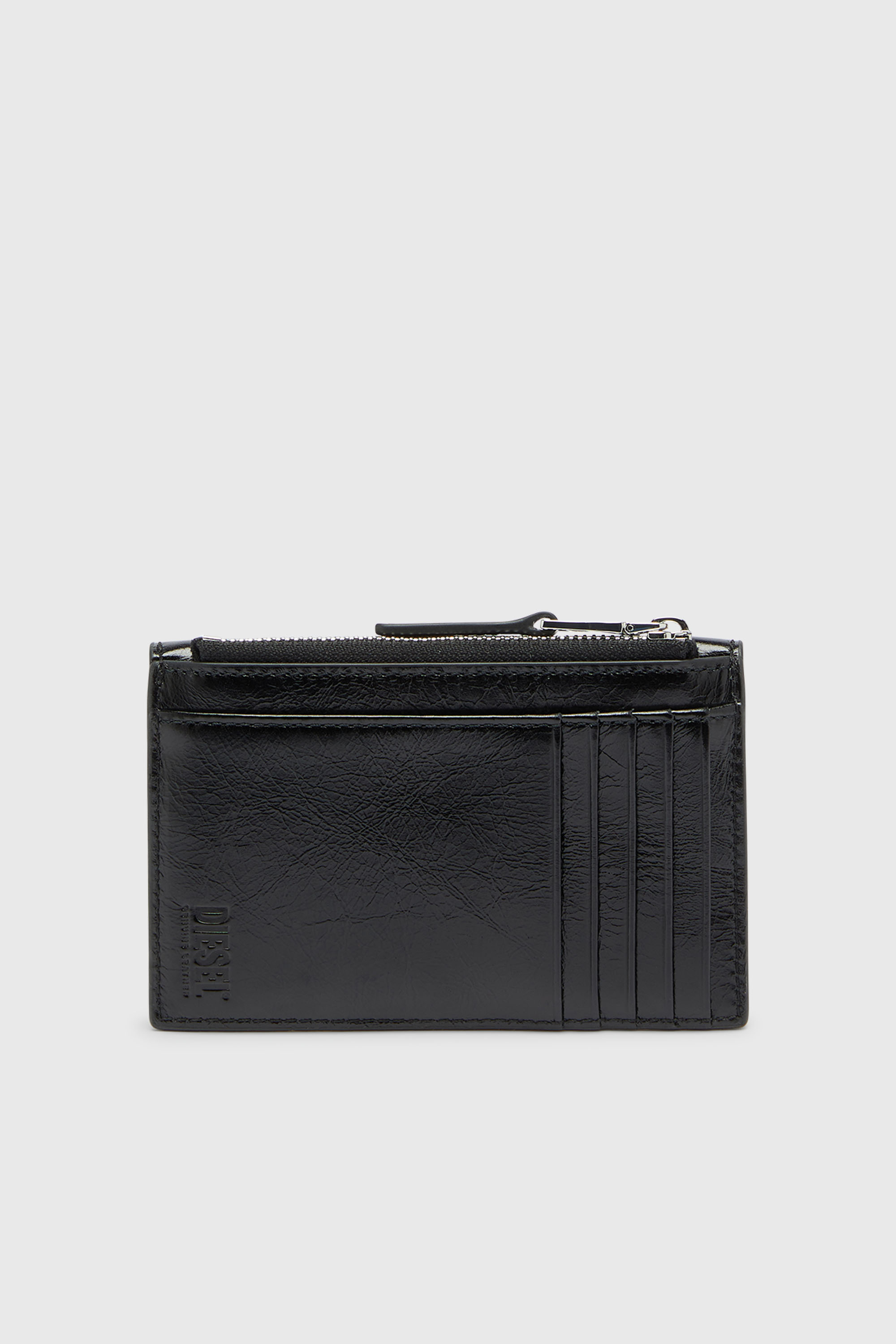 Diesel - D-ENVELOP CARD HOLDER, Tarjetero tipo sobre en piel brillante arrugada Mujer in Negro - 2