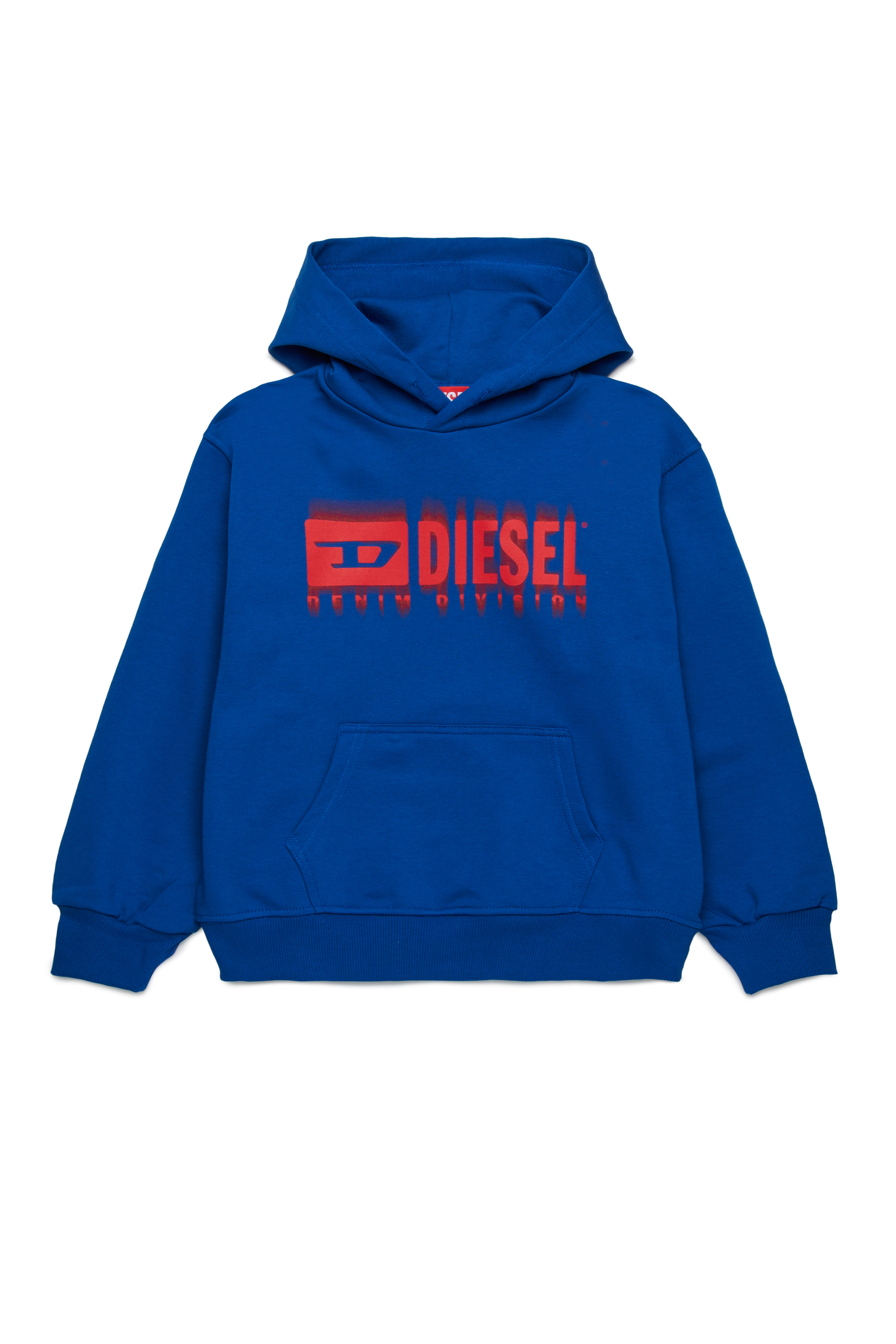 Diesel - SGINNHOODL5 OVER, Sudadera con capucha con logotipo manchado Hombre in Azul marino - 1