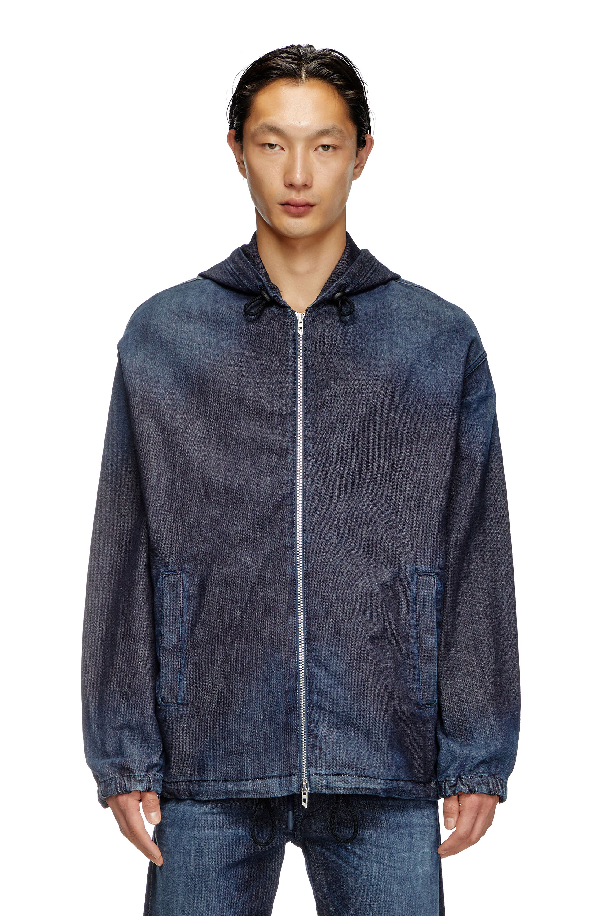 Diesel - D-WYNNY JOGG, Chaqueta de JoggJeans con capucha Hombre in Azul marino - 1