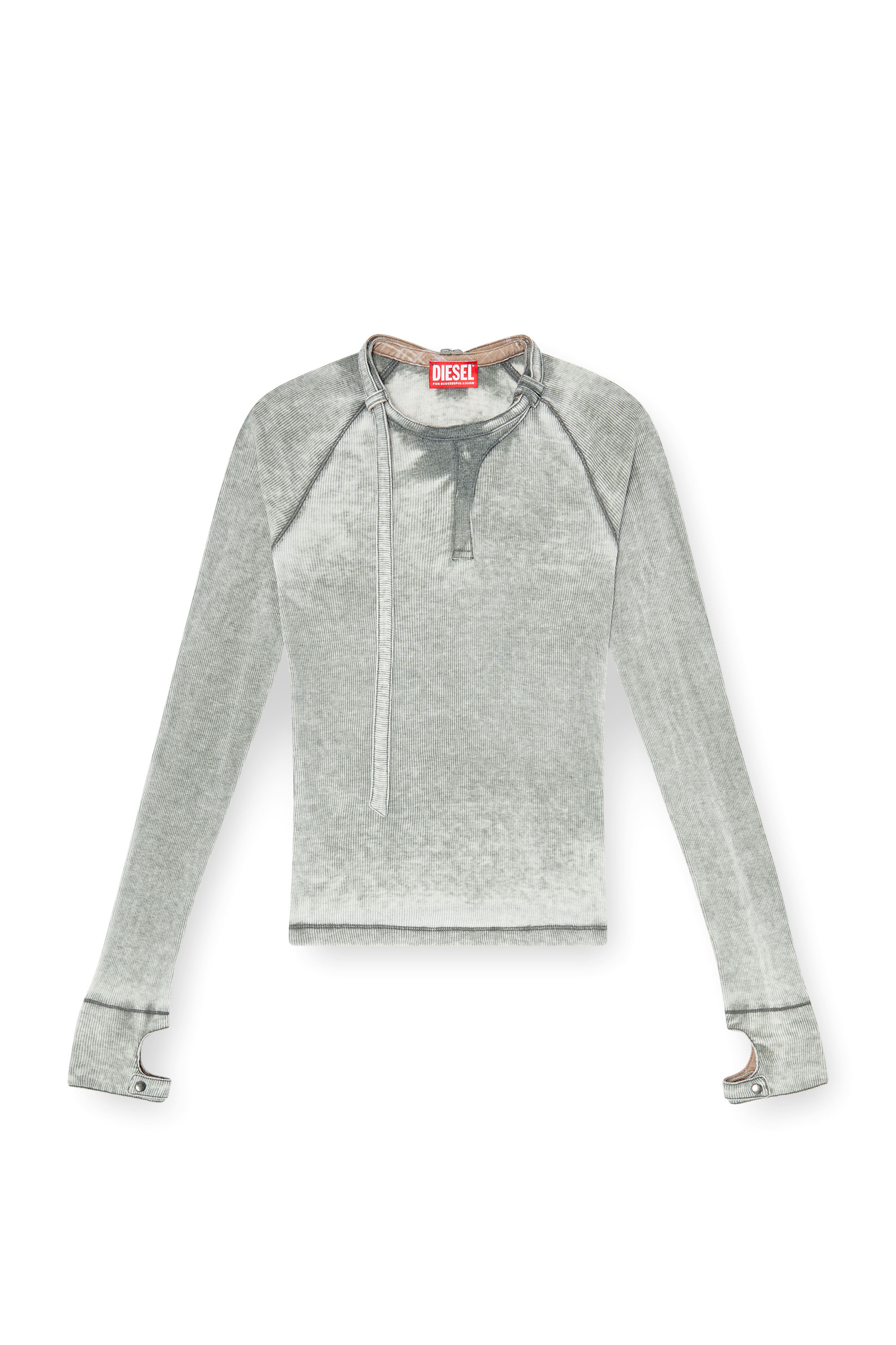 Diesel - T-ECLA, Top de canal&eacute; con correa de cuello biker Mujer in ToBeDefined - 3