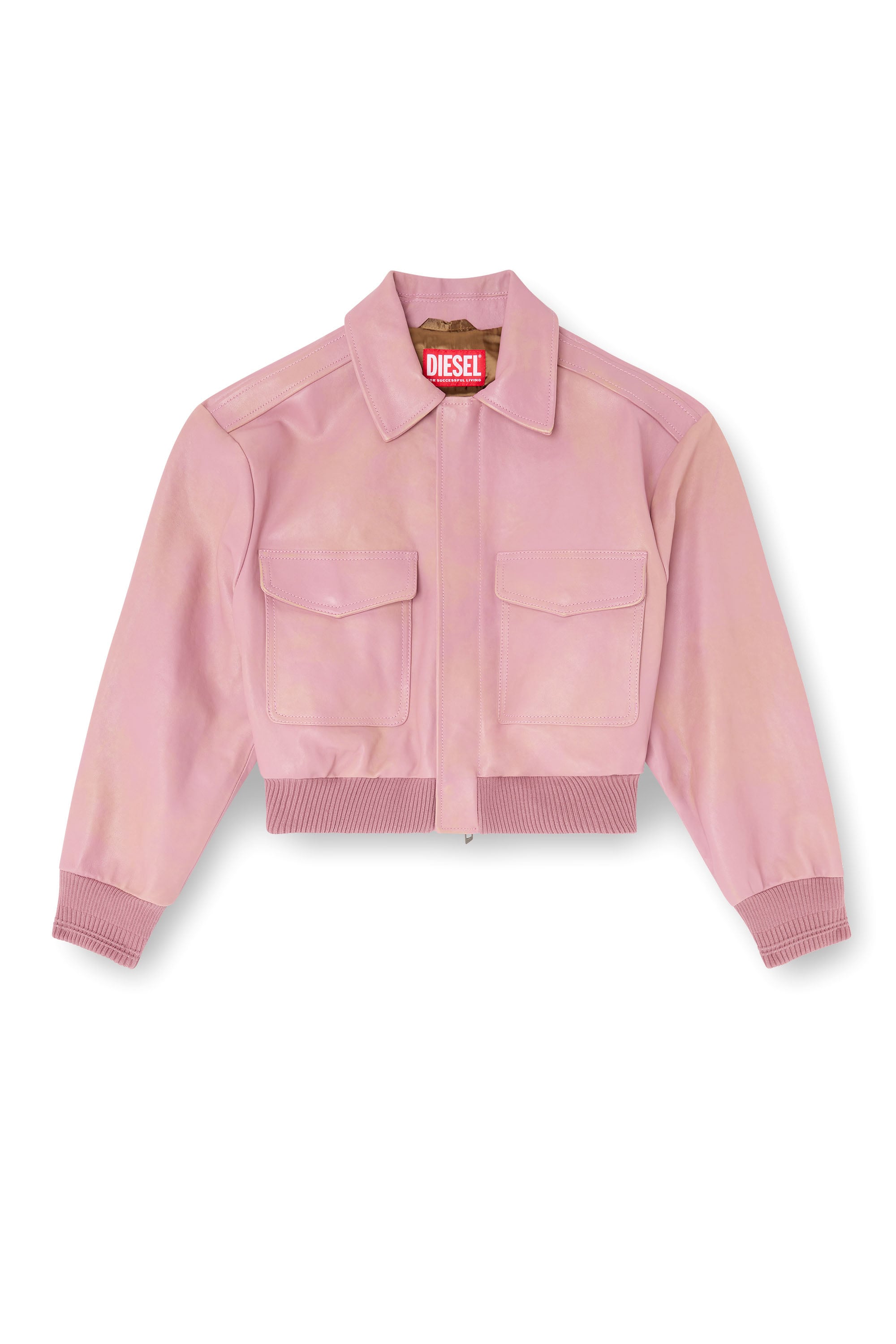 Diesel - L-AVIA, Chaqueta aviador de cuero tratado Mujer in Rosa - 4