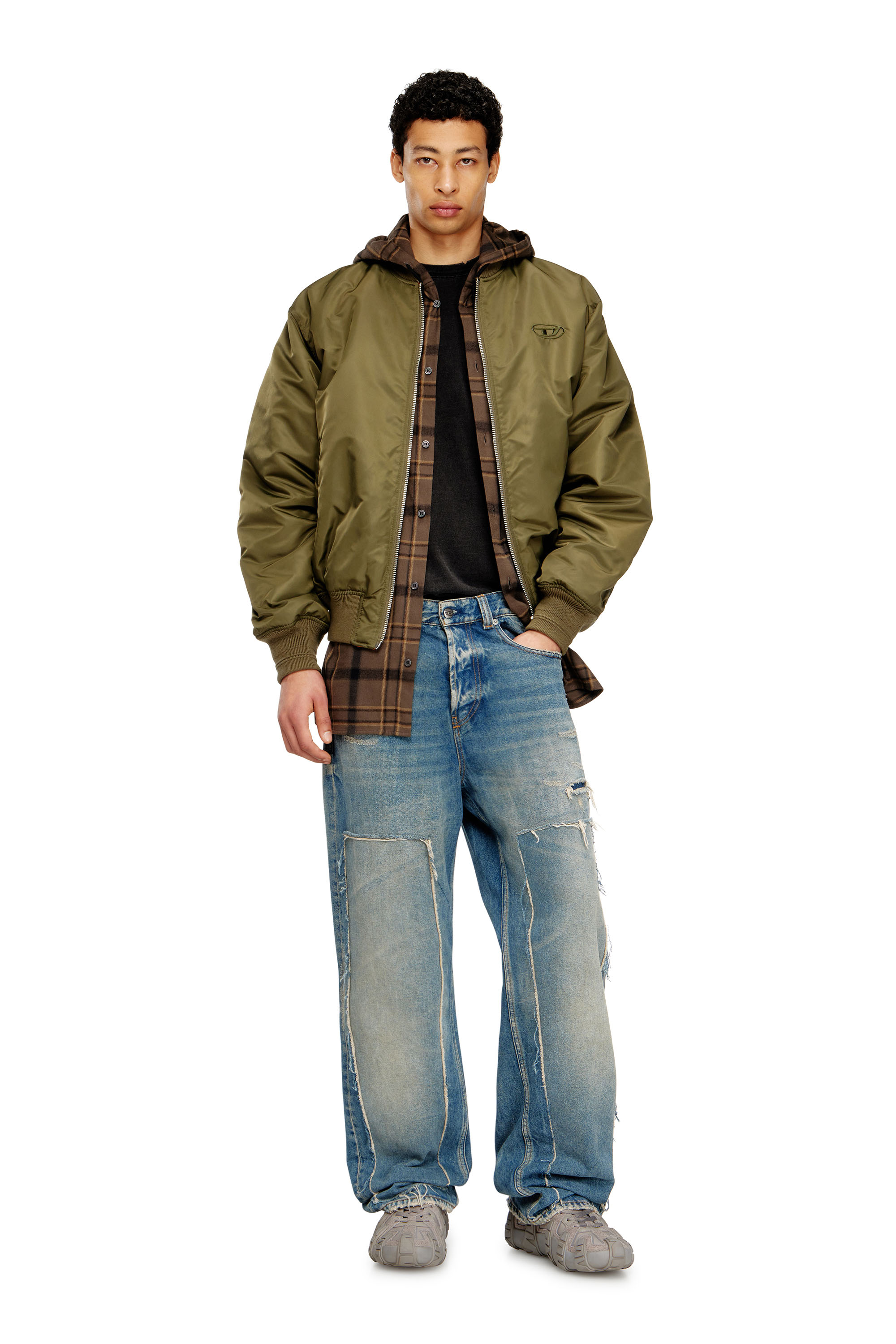 Diesel - W-TYPE-D1, Chaqueta bomber acolchada con bordado Oval D Hombre in Multicolor - 1