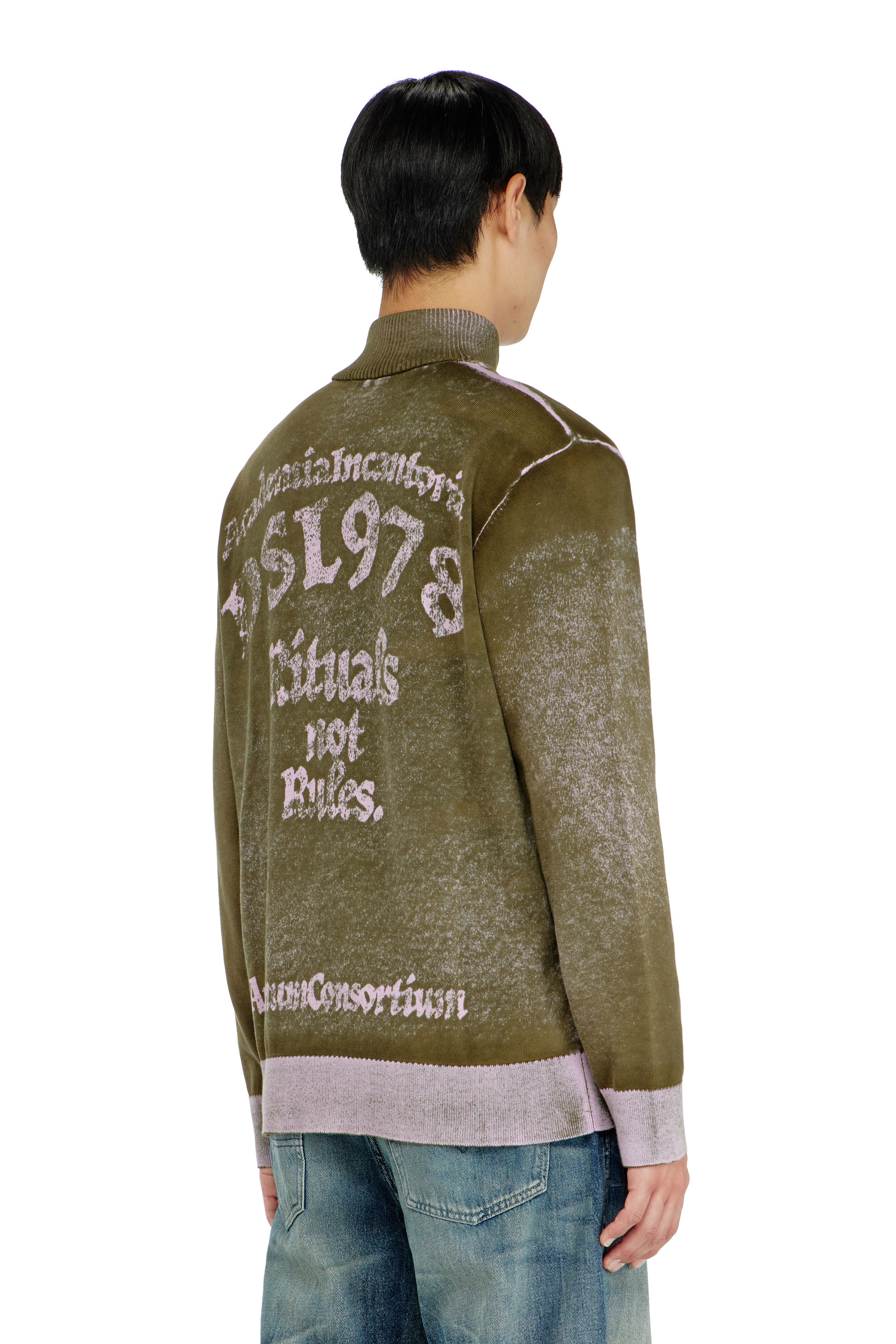 Diesel - K-LAUTARE, Treated half-zip jumper con motivo de griffin Hombre in ToBeDefined - 4