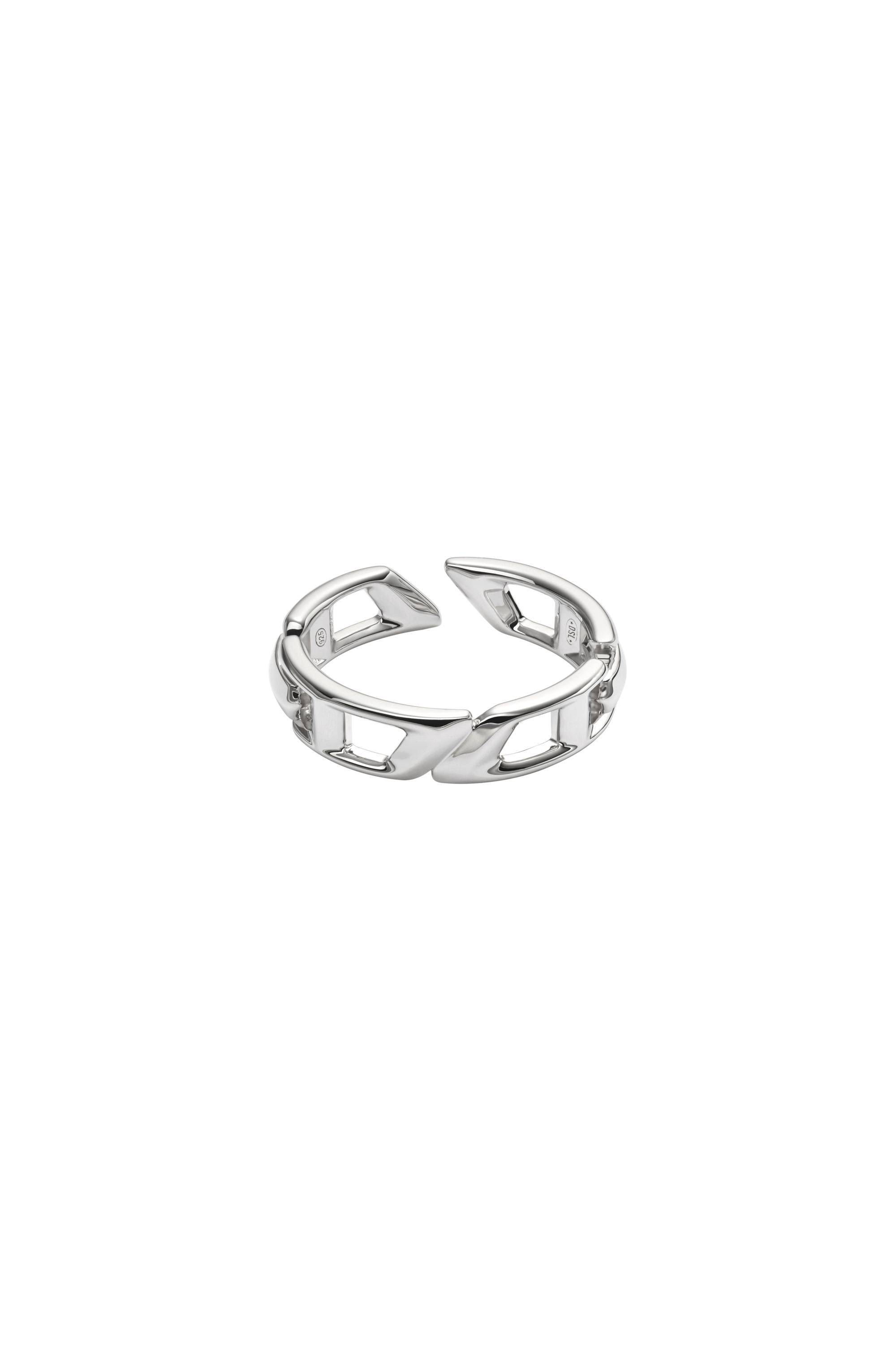 Diesel - DL1349040 STERLING SILVER JEWEL, Anillo de banda de plata esterlina con el logotipo D Unisex in Plateado - 2