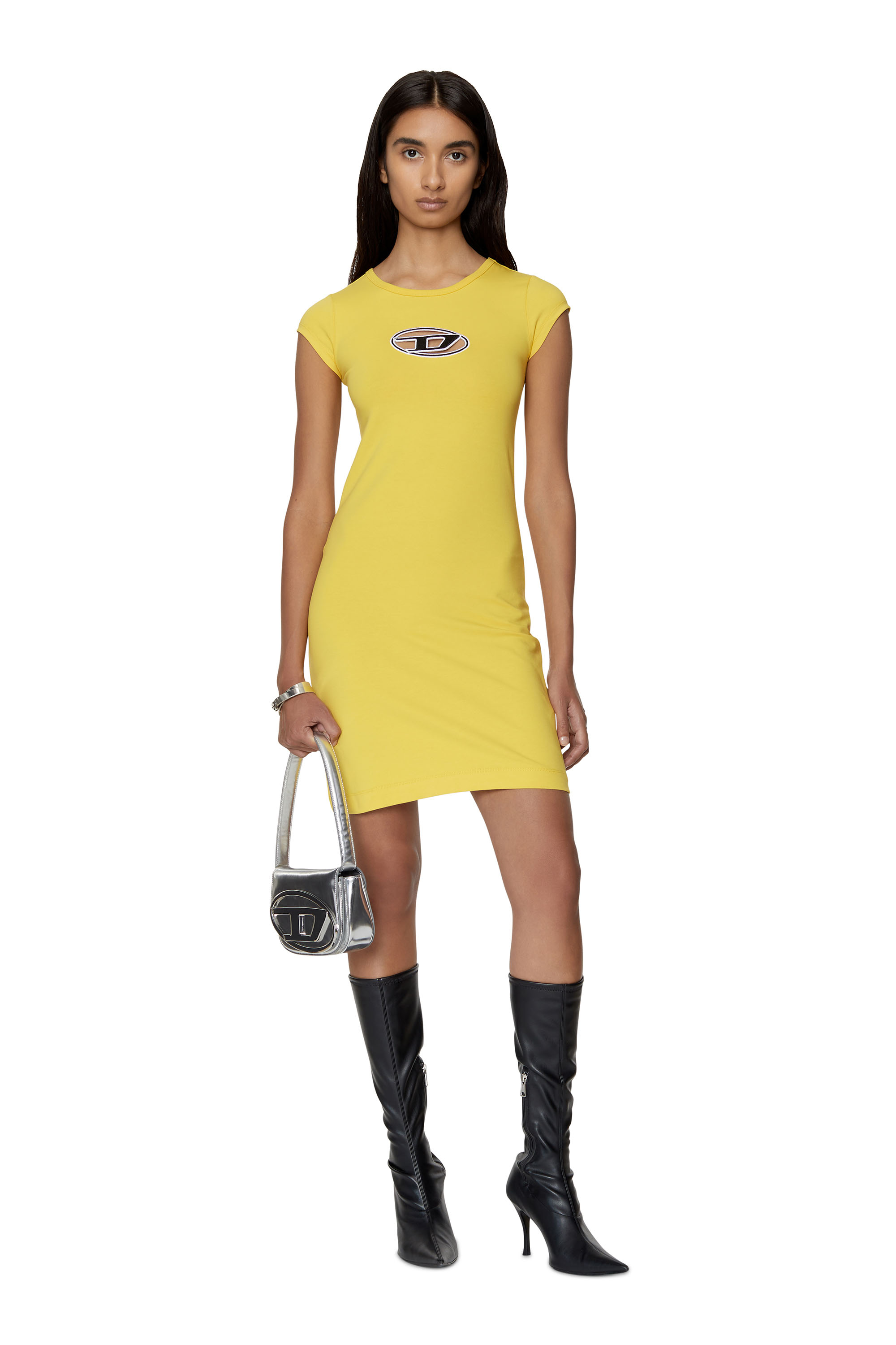 Vestidos Mujer: Color liso, con cinturón, cortos, en denim | Diesel®