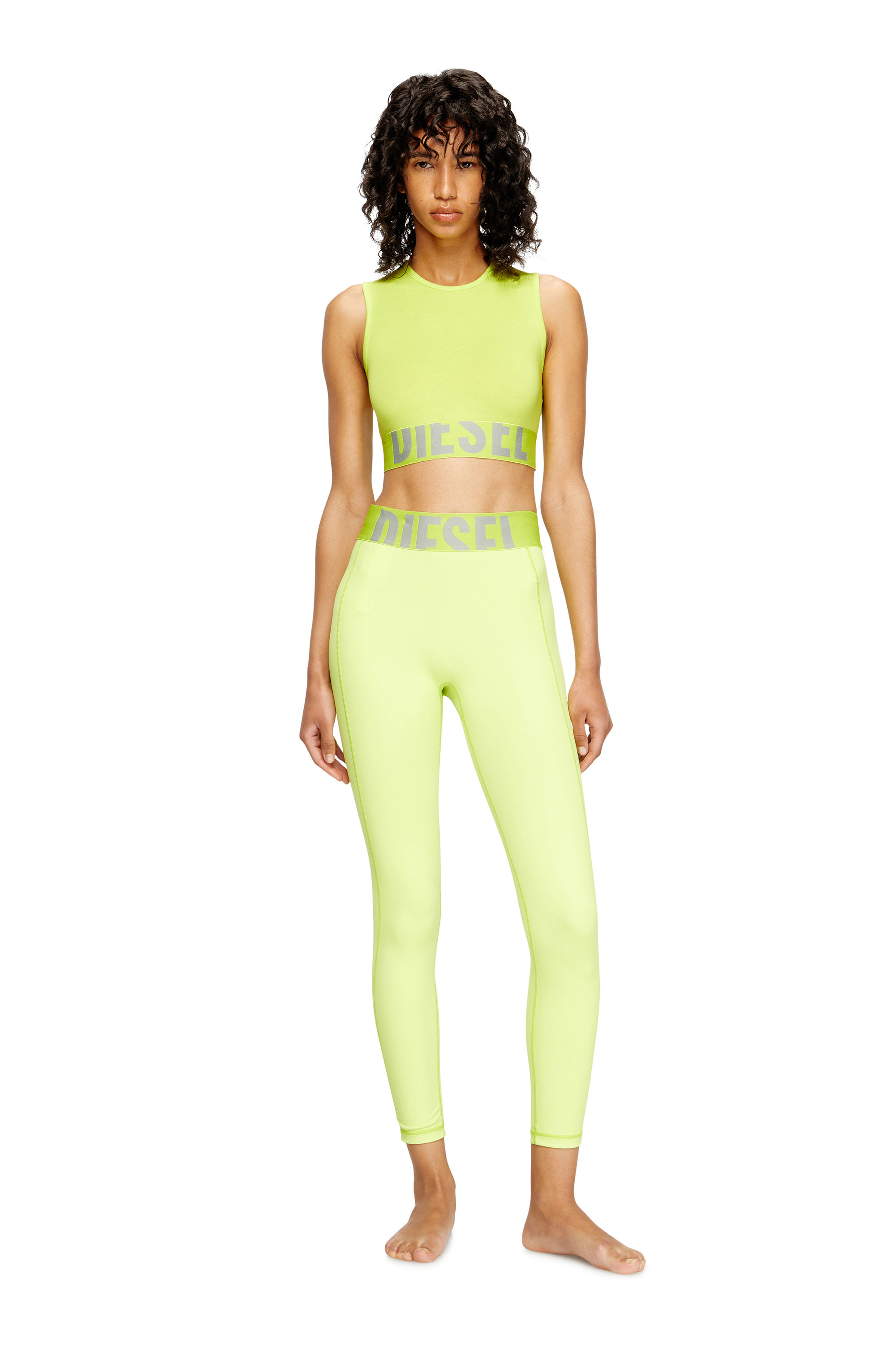 Diesel - ADELINE-D-POP, Leggings de microfibra con logotipo recortado Mujer in Verde - 1