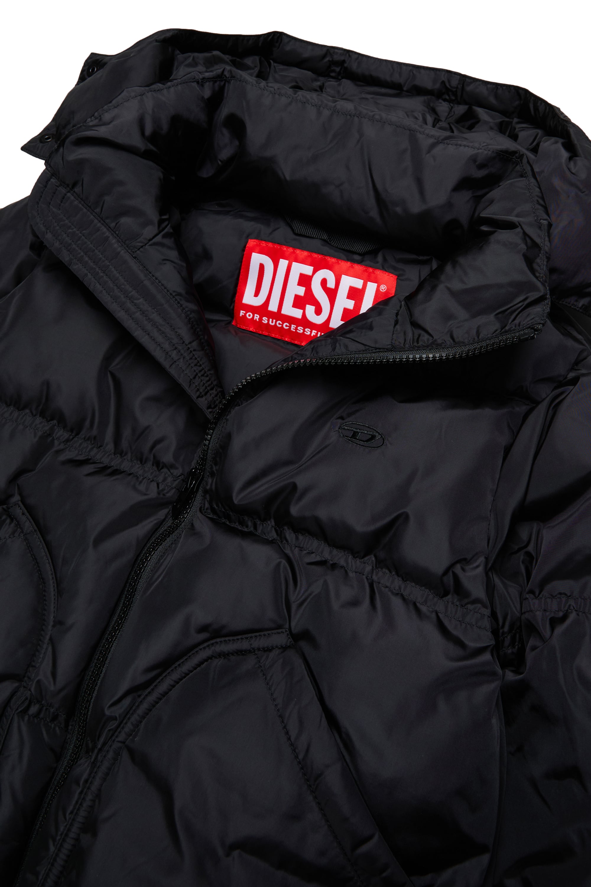 Diesel - JRIVON, Chaqueta acolchada con capucha y bolsillos oversize Unisex in Negro - 3