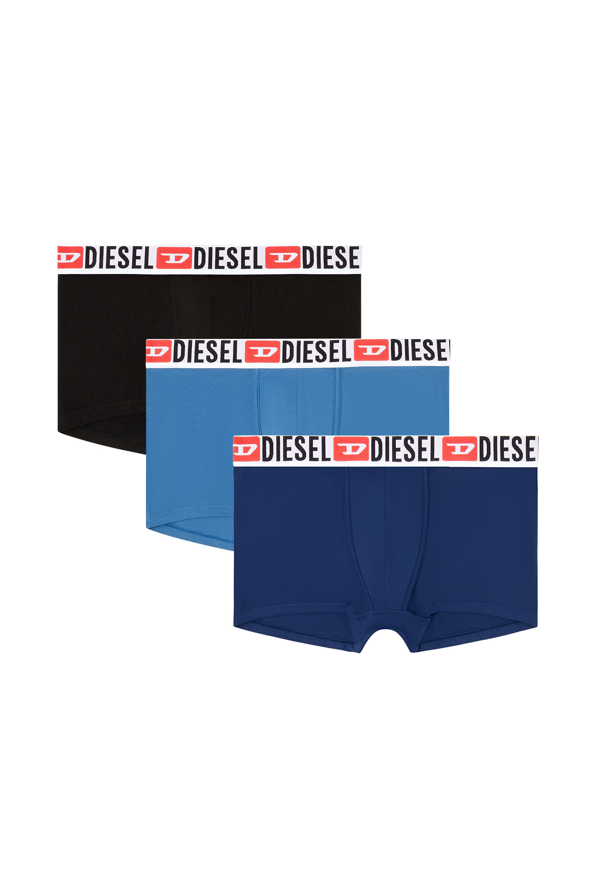 Diesel - UMBX-DAMIENTHREEPACK, Paquete de tres calzoncillos b&oacute;xer con logotipo en la cintura Hombre in Multicolor - 2