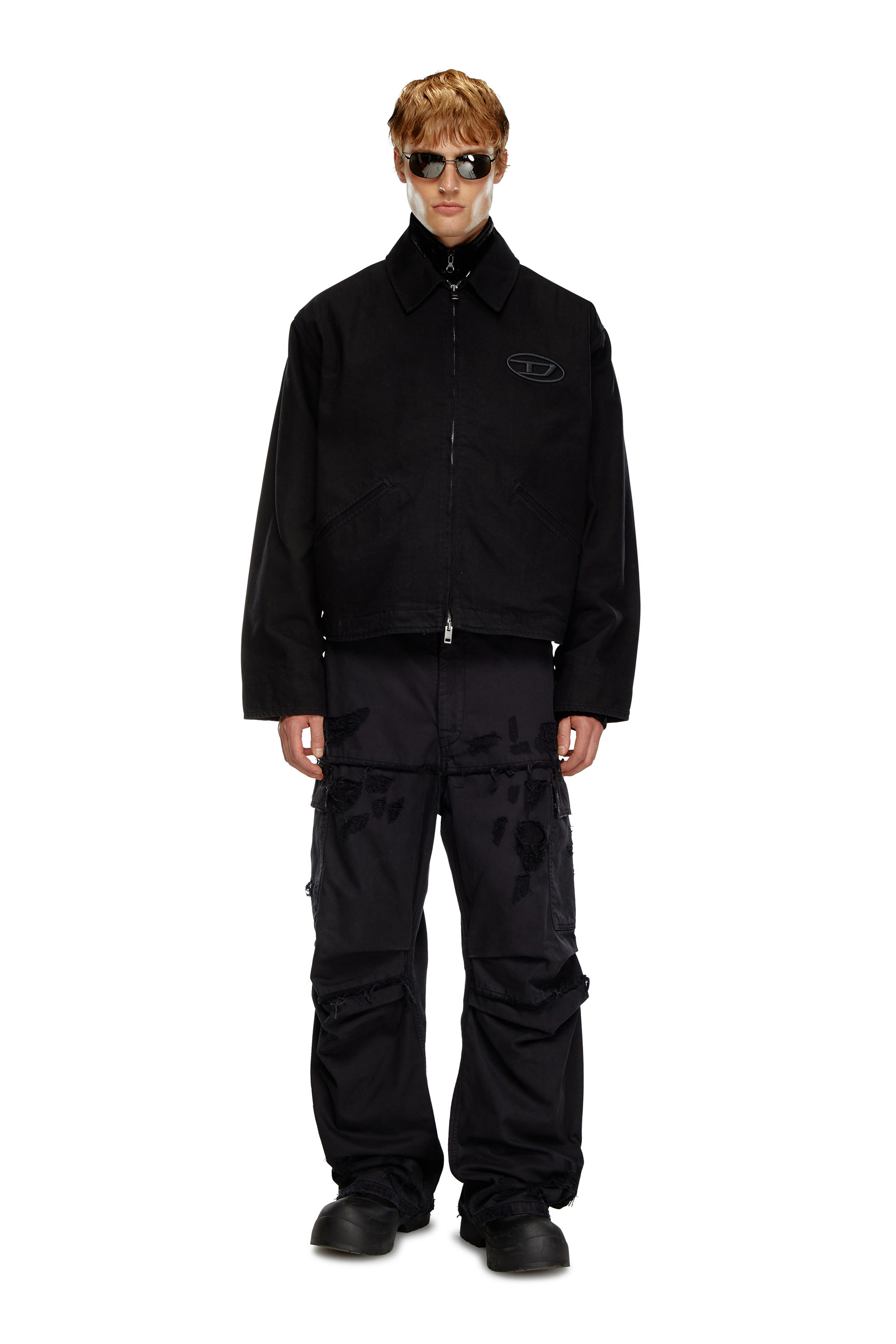 Diesel - J-TAYLOR-BLEACH, Hombre Chaqueta tipo blusón de denim con logotipo descolorido in Negro - Image 2