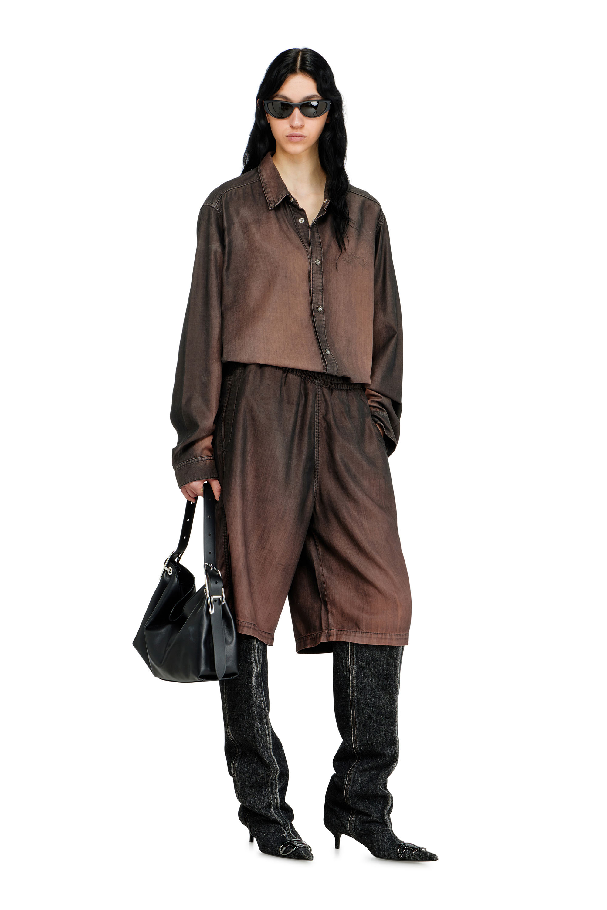 Diesel - D-RODER-SHORT-S, Bermudas relajadas en denim fluido con lavado oscuro Unisex in ToBeDefined - 2